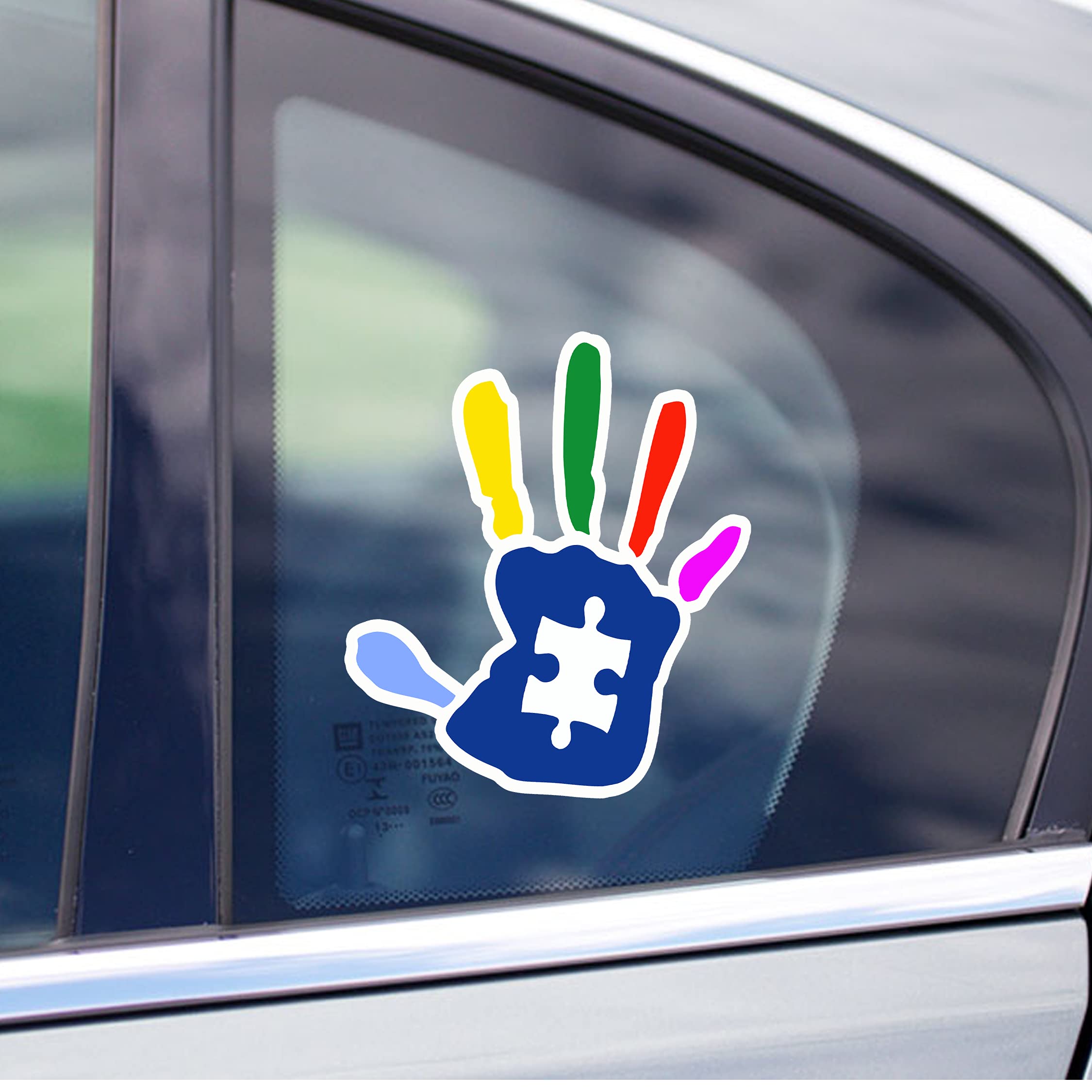 Autism Awareness Car Sticker - Hand Puzzle Vinyl Decal for Vehicles, Windows, Laptops, Notebooks | Waterproof 5