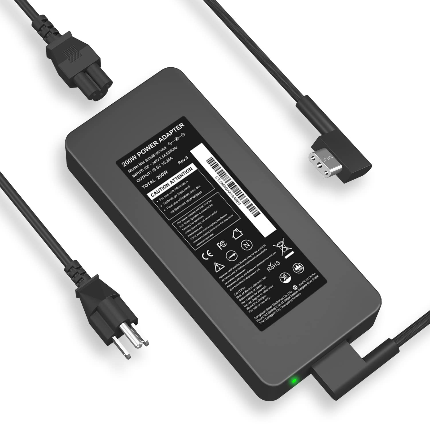 Original Razer Blade Charger Replacement 200W - Compatible with Razer Blade 15 RZ09-02385E92-R3U1, RC30-0238, RC30-02380100 Models (19.5V 10.26A) - Laptop AC Adapter Power Supply for Gaming & Workstation Use