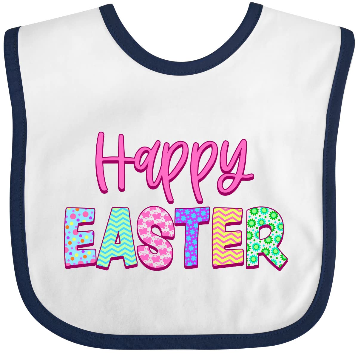 Inktastic Happy Easter Pastel Colored Patterns Baby Bib - Soft Cotton Drool Bib for Infants & Toddlers - Perfect for Easter Photos, Family Gatherings & Holiday Celebrations