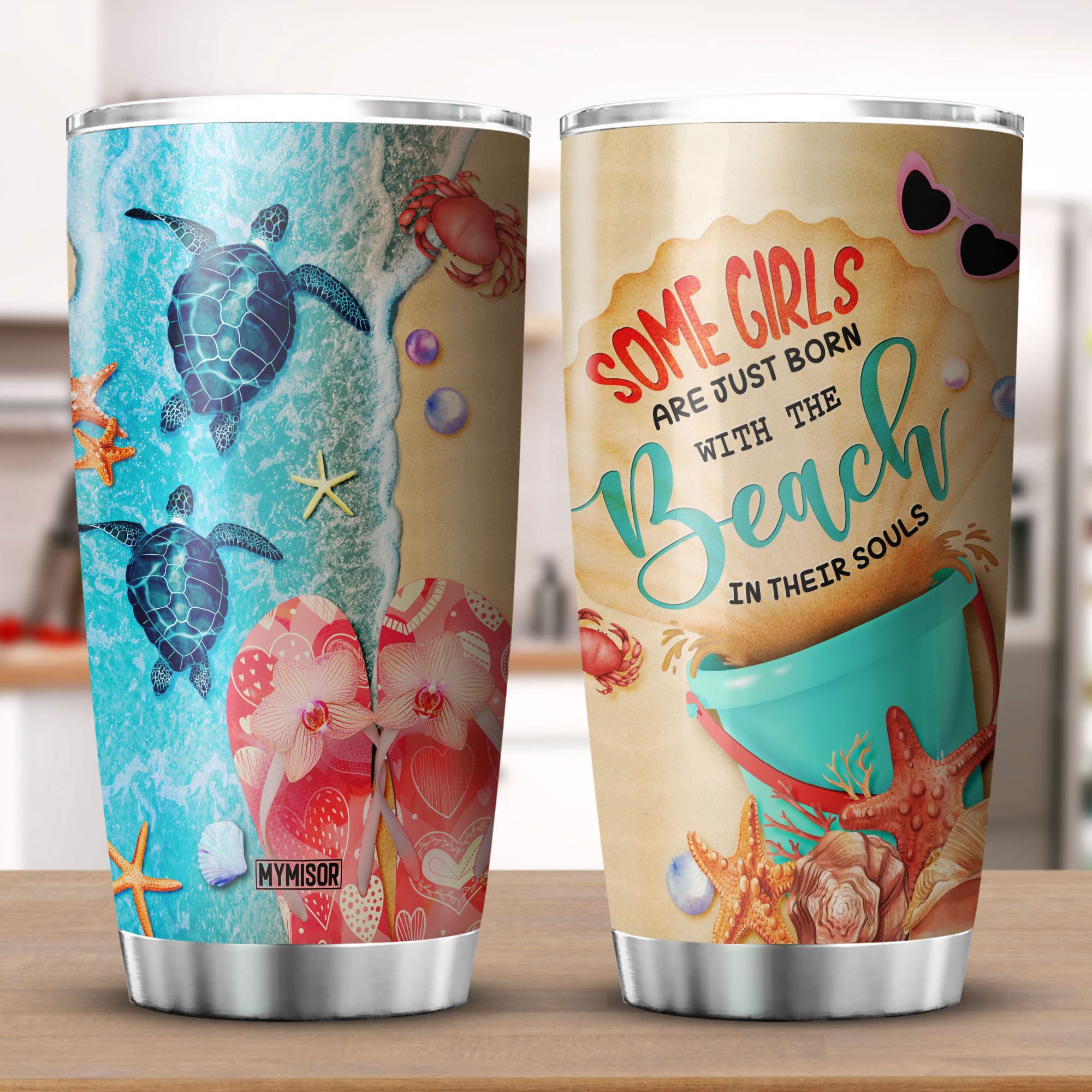 Stainless Steel Insulated Beach Tumblers for Women - Ocean Themed Vacuum Cups with Sea Life Designs, Perfect Summer Gifts for Girls & Friends | Ideal for Beach Trips, Pool Parties & Tropical Vacations