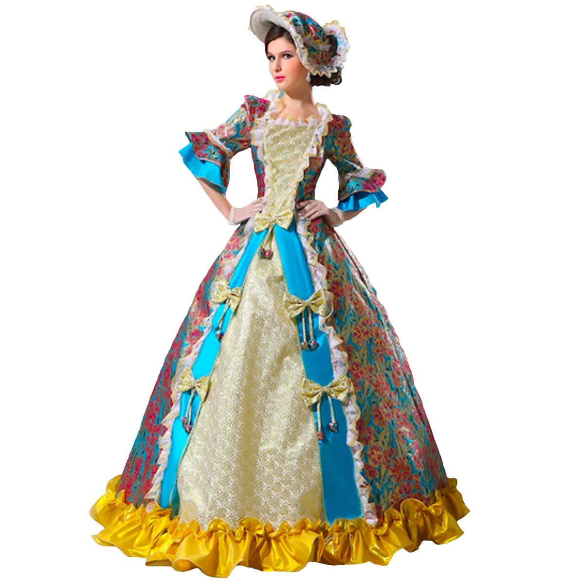 KEMAO Victorian Rococo Masquerade Ball Gown - Elegant Women's Costume Dress for Renaissance Fairs, Cosplay & Themed Parties