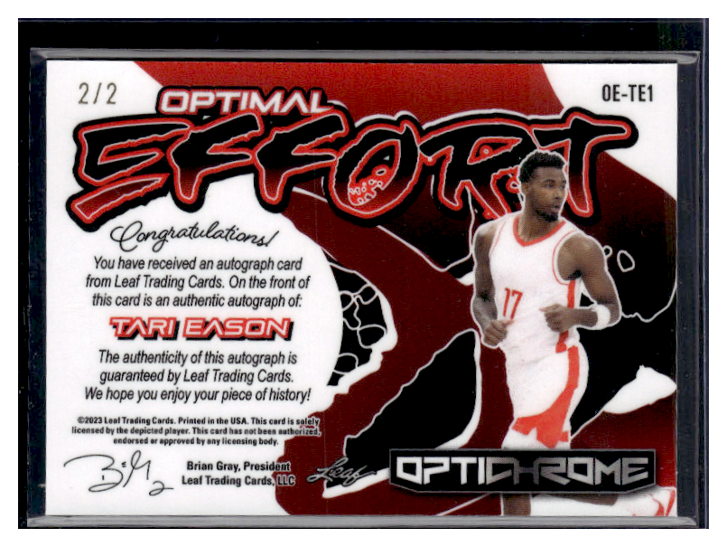 2022 Leaf Optichrome Basketball Tari Eason Optimal Effort Auto #OE TE1 /2 - Rare Collectible for Basketball Fans & Sports Memorabilia Enthusiasts