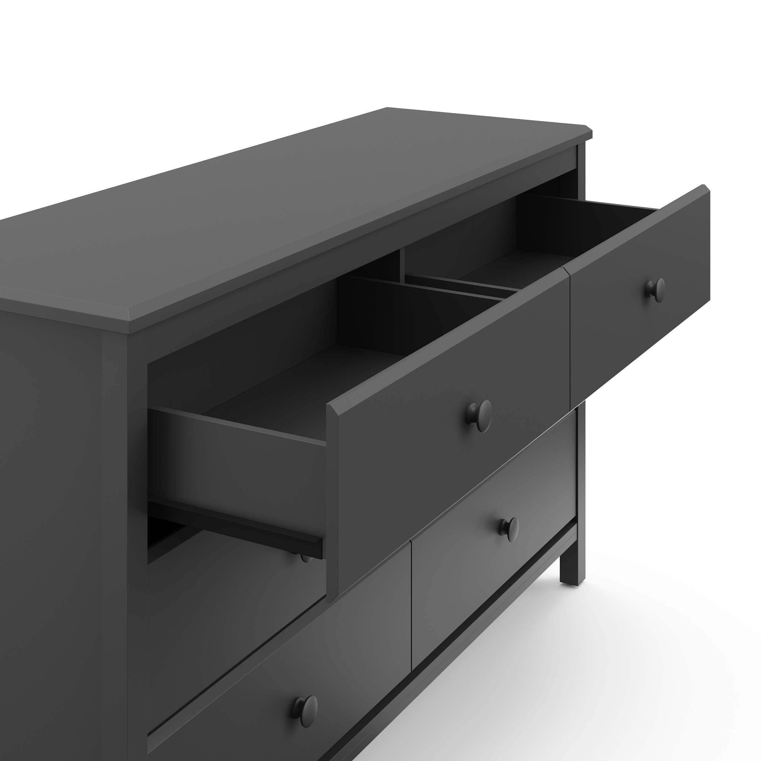 Storkcraft Alpine 6-Drawer Double Dresser in Gray - GREENGUARD Gold Certified Nursery Dresser with Smooth Gliding Drawers | Perfect for Kids' Room Organization, Baby Clothes Storage & Bedroom Furniture