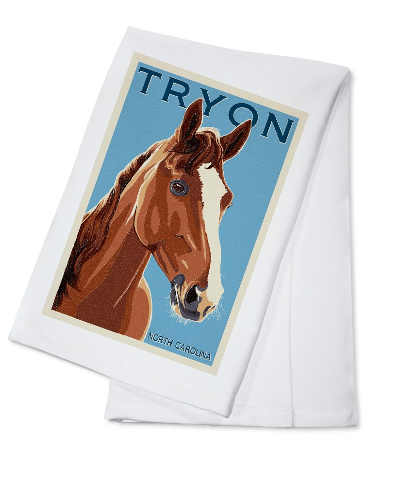 Tryon North Carolina Horse Letterpress Tea Towel - 100% Cotton Decorative Hand Towel for Kitchen & Home | Farmhouse Decor, Dish Drying, Gift Idea