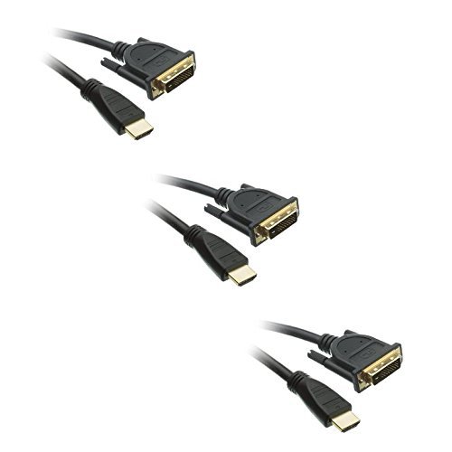 eDragon HDMI to DVI Cable 6ft - 3 Pack CL2 Rated for In-Wall Installation - Perfect for Home Theater, Gaming & Office Setup