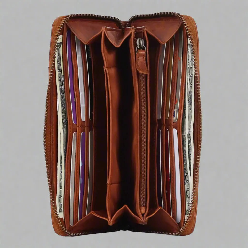 Women's RFID Blocking Zip Around Wallet with Multiple Card Slots - Perfect for Travel, Shopping & Everyday Use