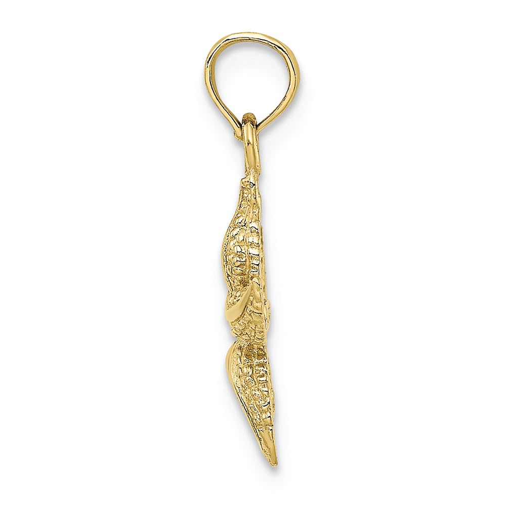 10K Yellow Gold Starfish Polish Charm Pendant - Dainty & Elegant Jewelry for Women, Perfect for Beach Vacations, Summer Outfits & Gift Giving