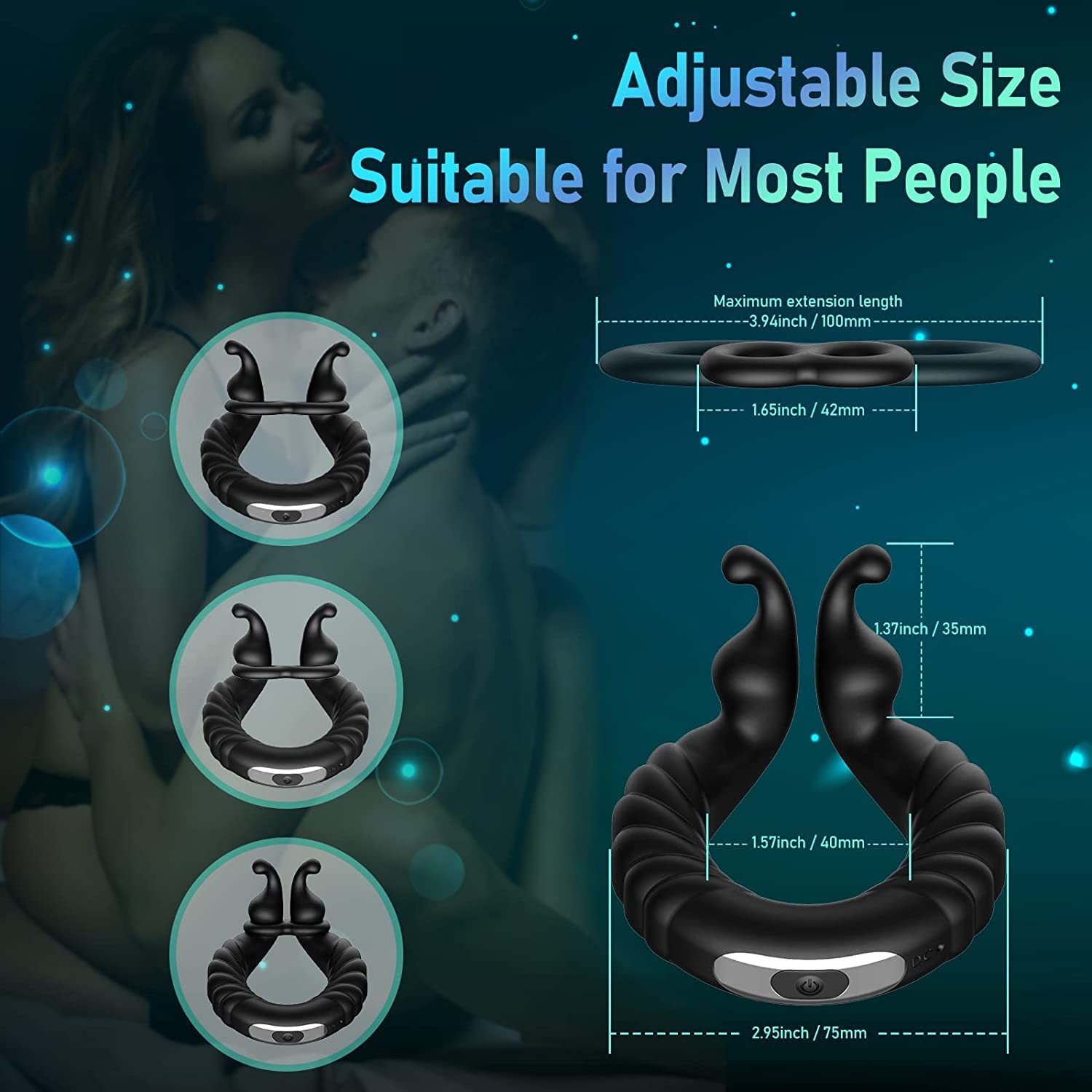 Kismloit Vibrating Cock Ring - 10 Speed Adjustable Penis Ring for Men & Couples | Rechargeable Male Sex Toy with Powerful Vibrations for Longer, Harder Erections | Enhance Intimacy & Pleasure in Bedroom or Romantic Nights
