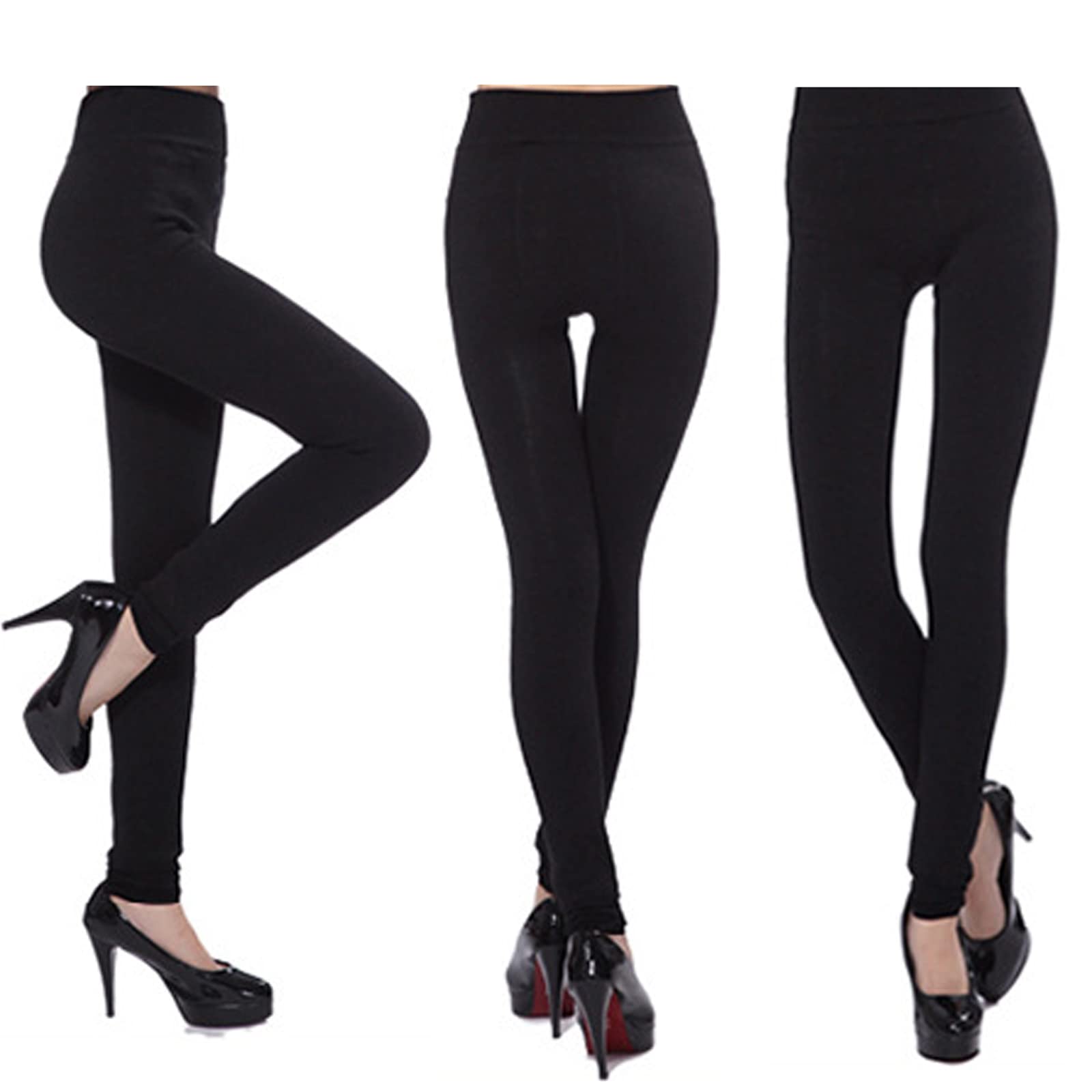 Women's High Waisted Fleece Leggings - Soft Stretchy Tummy Control Pants for Yoga & Lounge