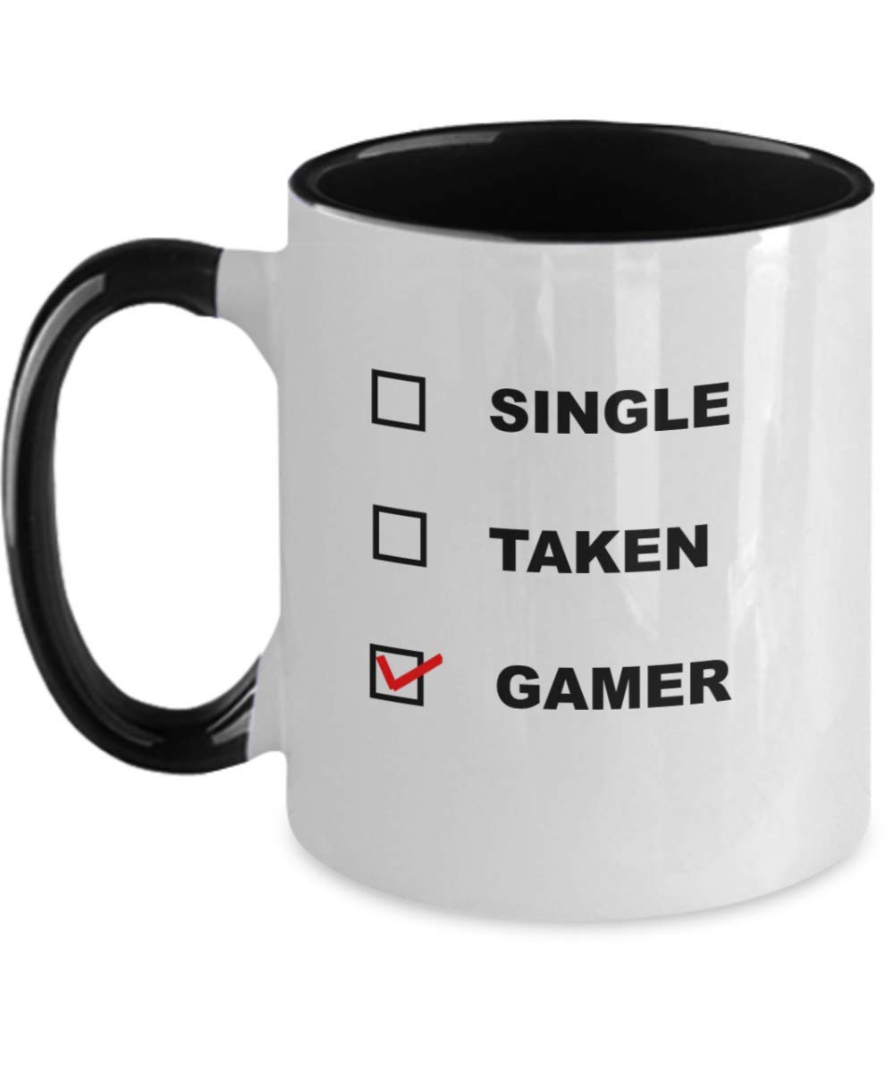Single or Taken? Nope, GAMER! Two-Tone Coffee Mug - Perfect for Gamers, Office Use & Home Decor