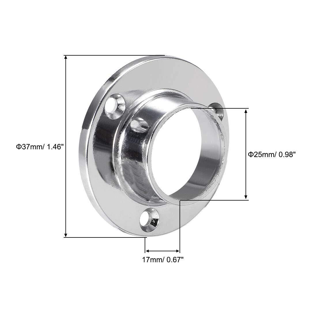 4PCS Tube Socket Wardrobe Rail Rod End Support Bracket Flange - 25mm Hanging Rail Accessories for Closet Organization & Display Stands - Perfect for Bedroom Storage and Retail Store Displays
