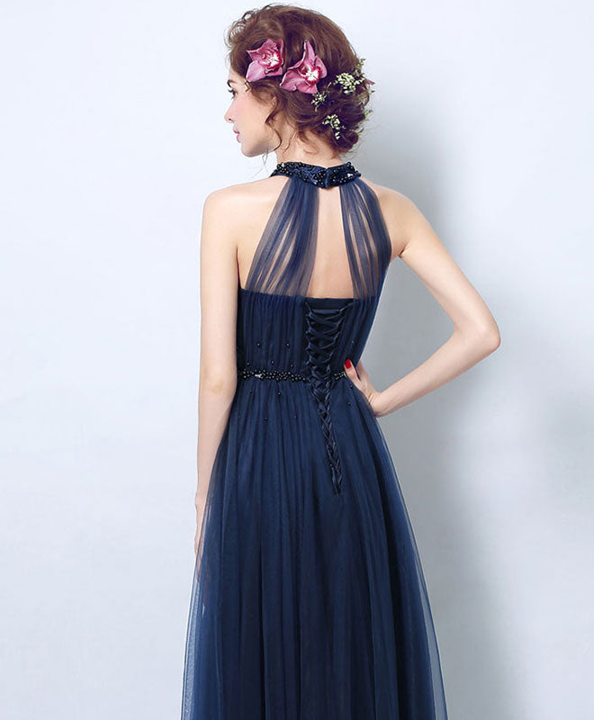 Elegant Blue Tulle Tea-Length Prom Dress | Formal Evening Gown for Women | Perfect for Homecoming, Dances & Special Occasions