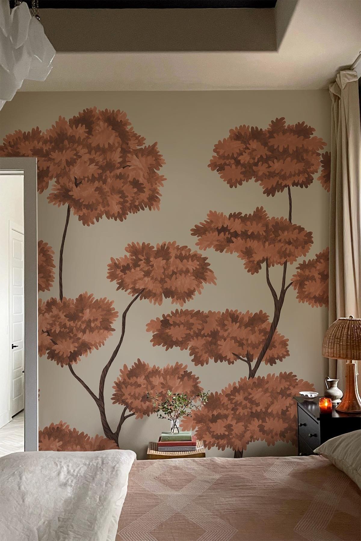 Woodland Forest Rust Red Wall Art - Nature Inspired Canvas Print for Home & Office Decor - Perfect for Living Room, Bedroom, or Cabin Retreat