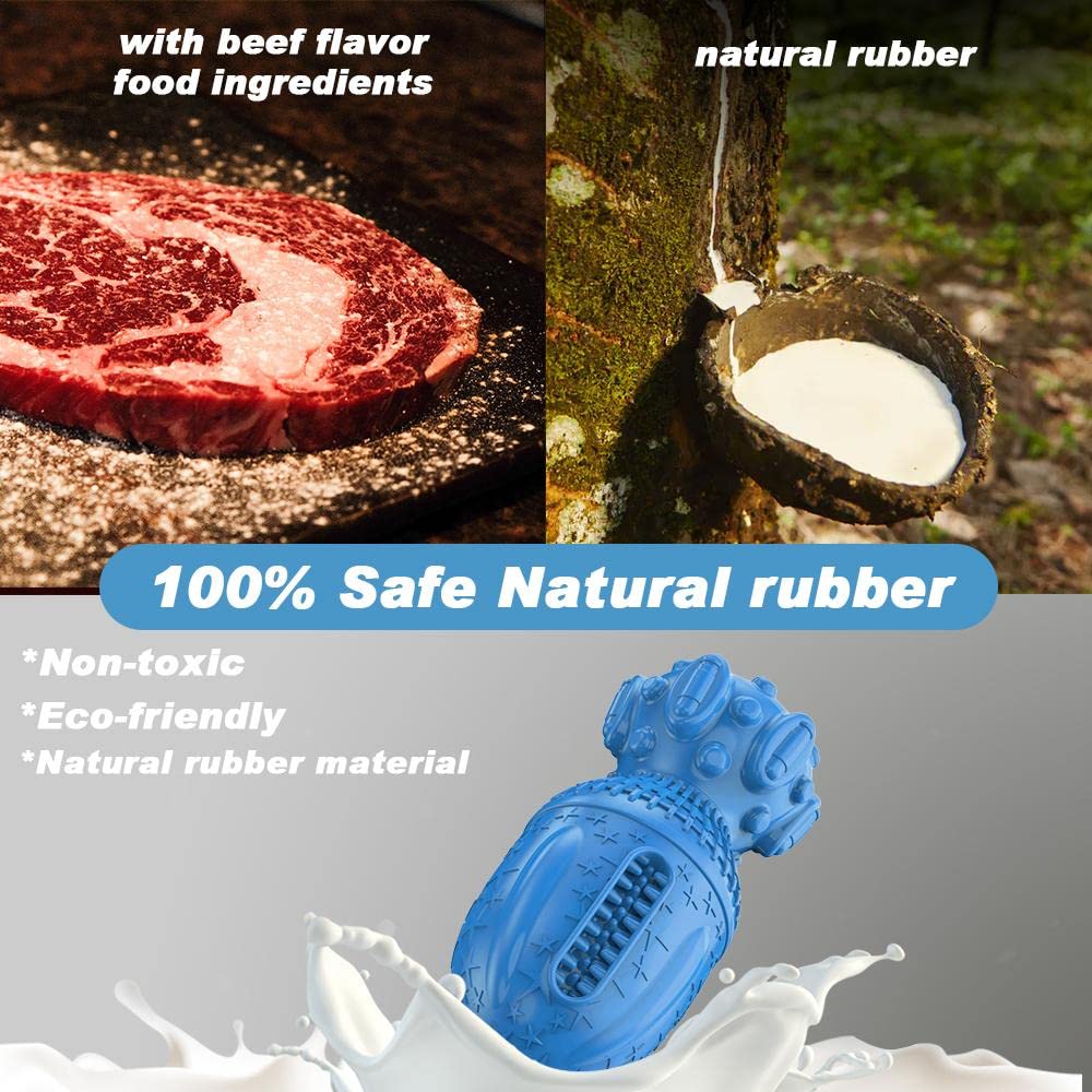 Indestructible Dog Chew Toy for Aggressive Chewers - Tough Natural Rubber Chewing Toy for Medium & Large Dogs - Non-Toxic, Interactive Pet Toy (Blue) - Perfect for Playtime, Training & Anxiety Relief
