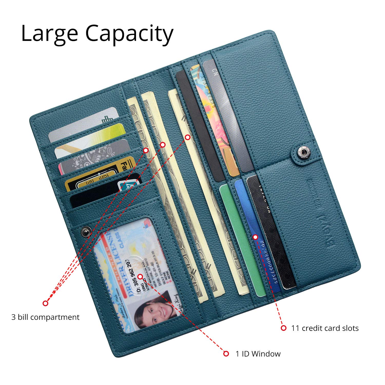 Bveyzi Ultra Slim RFID Blocking Leather Wallet for Women - Thin Bifold Credit Card Holder & Clutch - Perfect for Travel, Shopping, and Everyday Use
