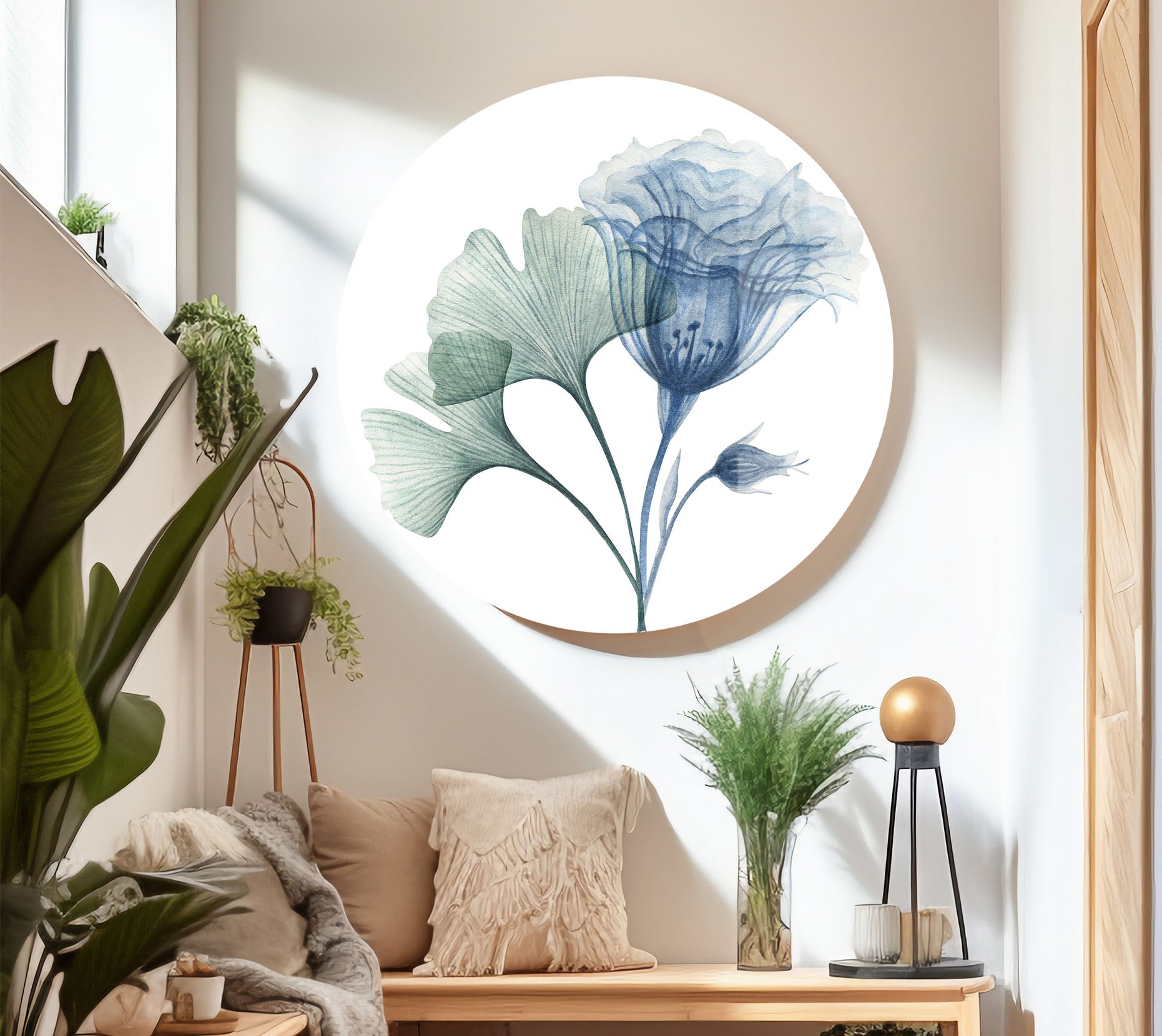 Blue Bloom Wall Art - Elegant Floral Glass Print for Modern Home Decor | Perfect for Living Room, Bedroom & Office Wall Decoration