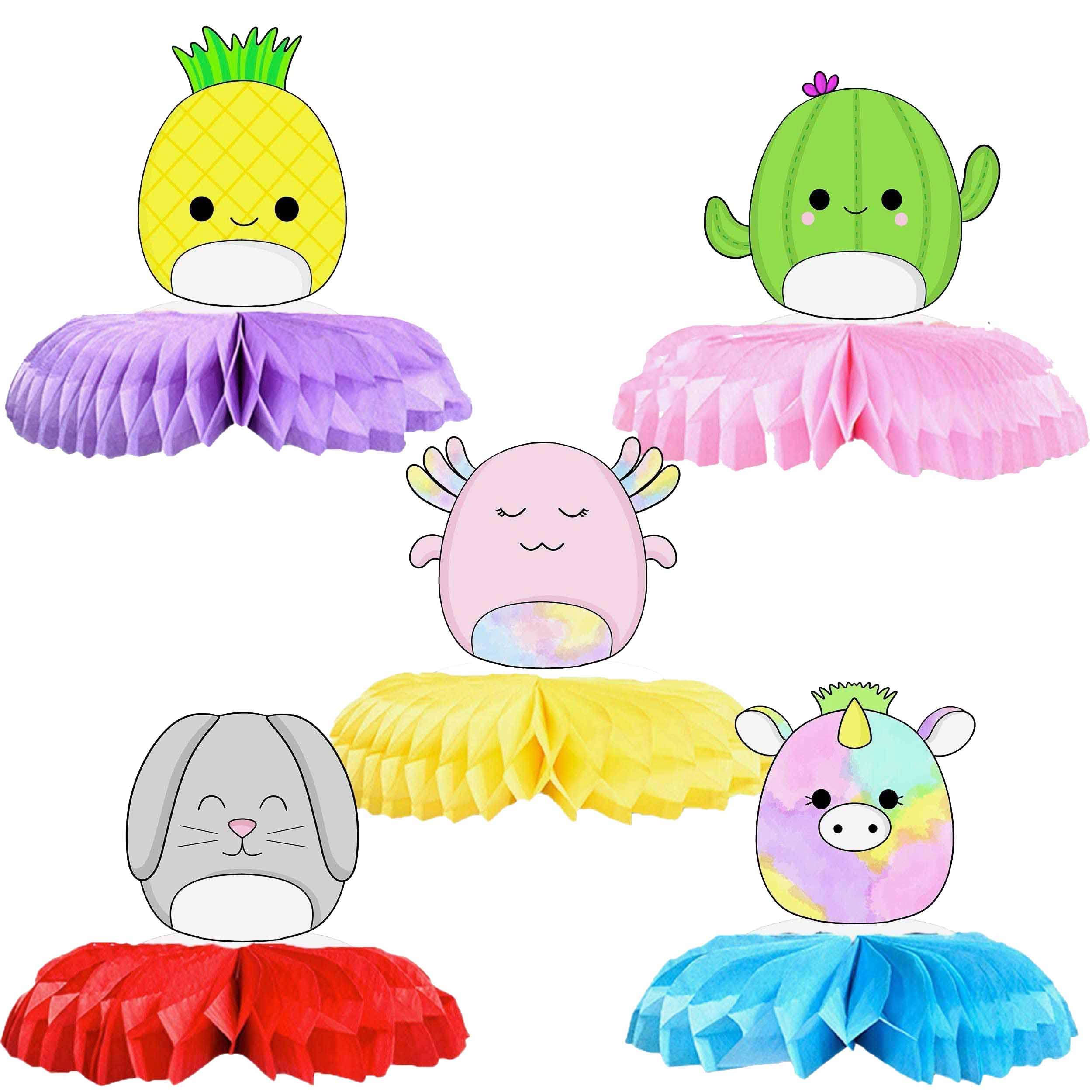 5 Pack Honeycomb Squishy Toys - Soft Pillow Stress Relief Party Decorations for Birthday, Baby Shower & Kids Table Centerpieces - Perfect for Squishy Friends Gift & Party Theme Decor