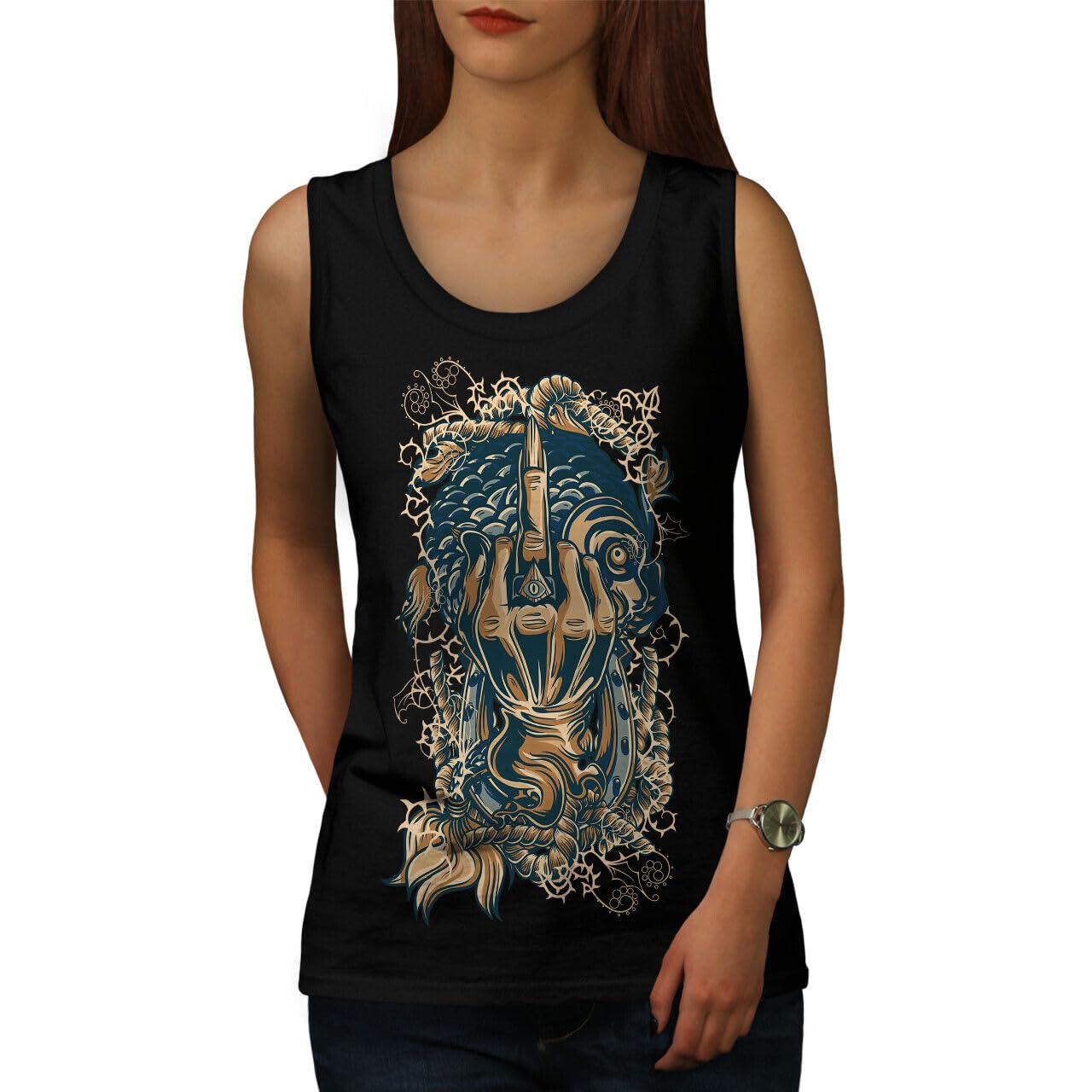 APSRA TRADER Women's Athletic Graphic Tank Top - Breathable Cotton Sports Shirt for Gym, Running & Yoga - Trendy Printed Workout Top for Women