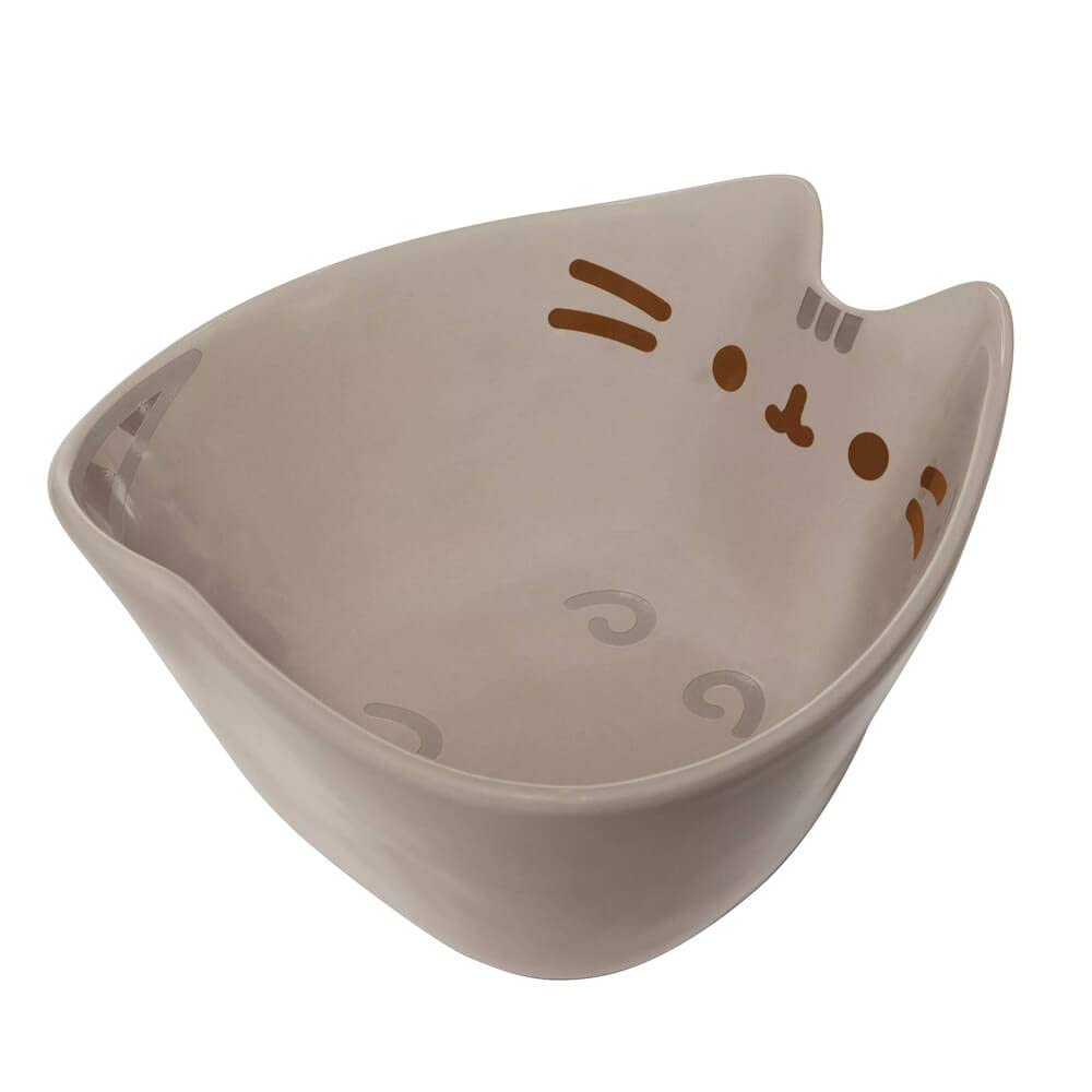 Enesco Pusheen The Cat Shaped Ceramic Rice Bowl with Chopsticks - 6.5 Inch Grey Cute Cat Design - Perfect for Asian Meals, Home Decor & Gift Giving