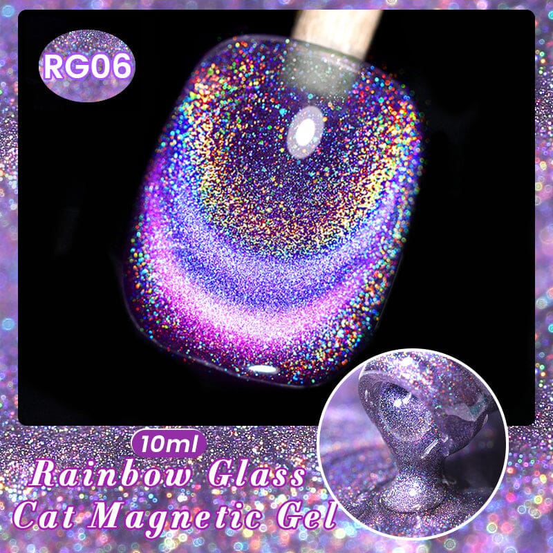 Iridescent Rainbow Glass Cat Magnetic Gel Polish 10ml - Long Lasting Nail Art Polish for Manicure & Pedicure - Perfect for Parties, Weddings, and Special Occasions