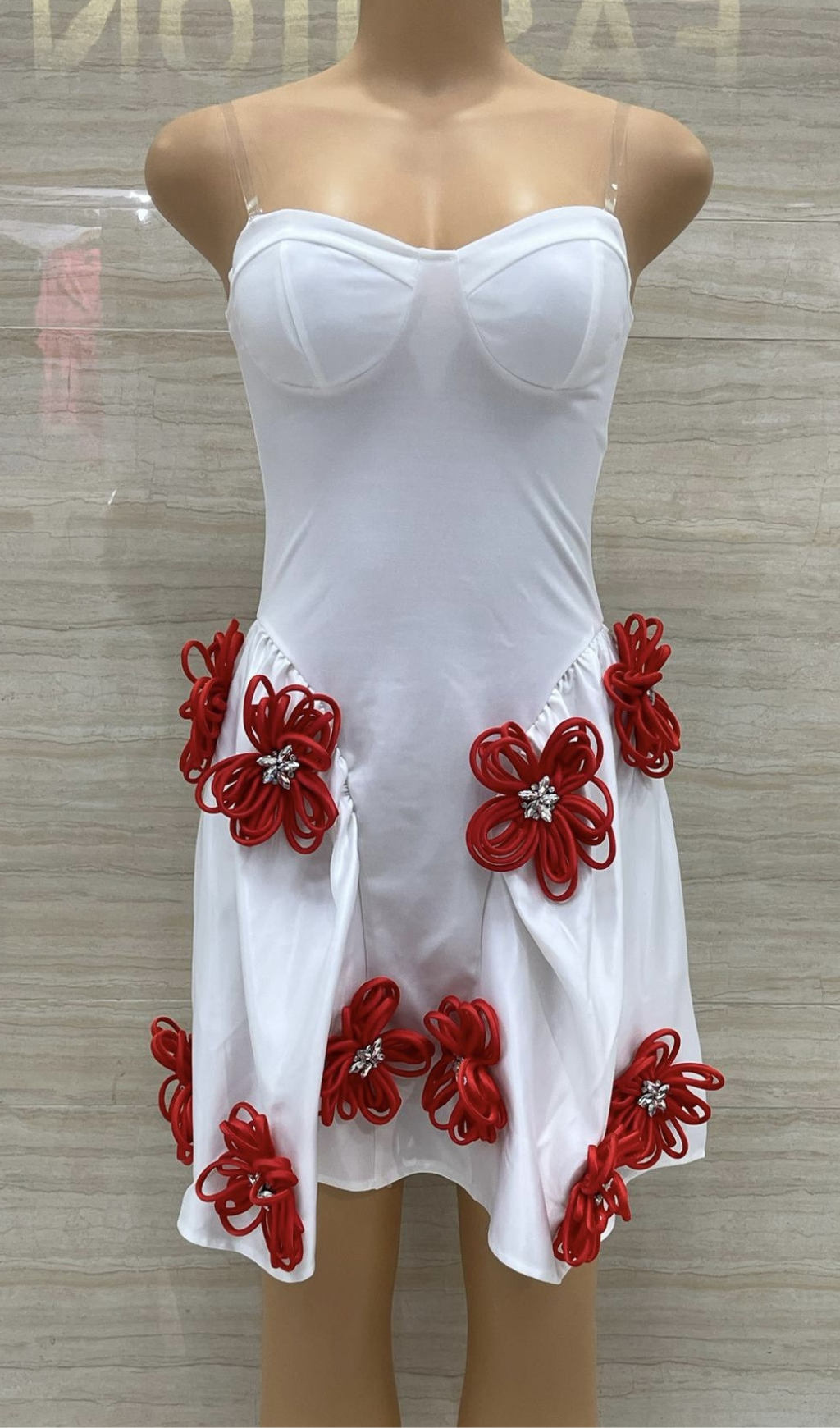 Alaniade White 3D Flower Puffy Mini Dress - Elegant Party Wear for Women, Perfect for Weddings, Dates & Special Occasions
