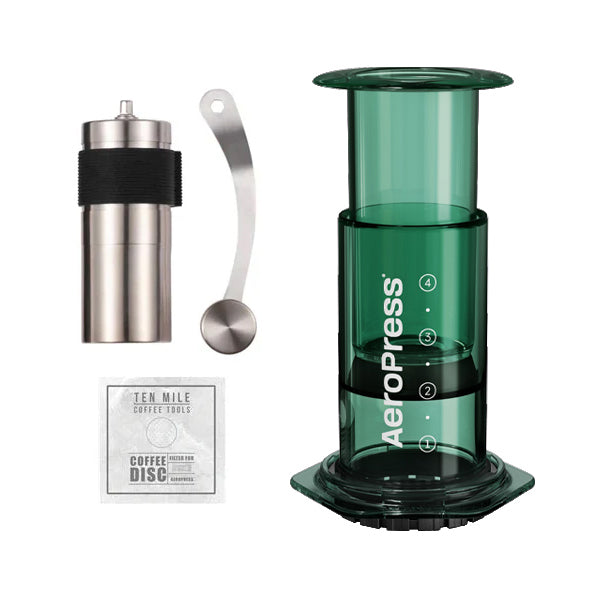 AeroPress Clear Coffee Maker Starter Kit - Portable Espresso & Coffee Press for Travel, Camping, Home & Office Brewing