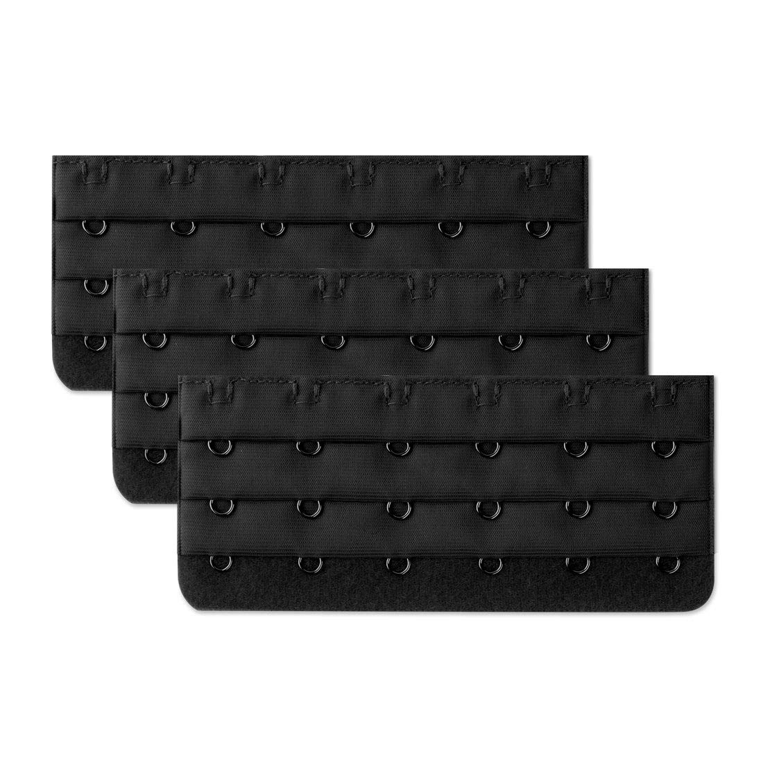 uxcell Black 3x6 Hook & Loop Tape Bra Extender - 3 Pack for Comfortable Underwear & Lingerie Adjustment | Perfect for Tight Bras, Maternity Wear & Back Pain Relief