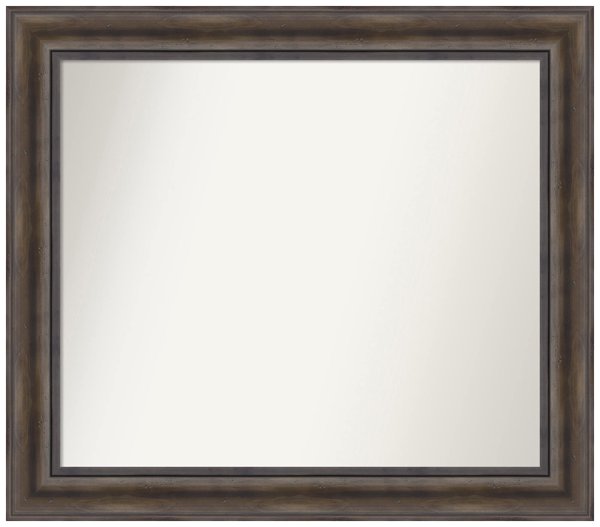 Amanti Art Rustic Pine Wall Mirror 28.5x32.5 Inches - Custom Size Non-Beveled Bathroom Mirror with Brown Wood Frame - Perfect for Vanity, Bedroom Decor & Entryway