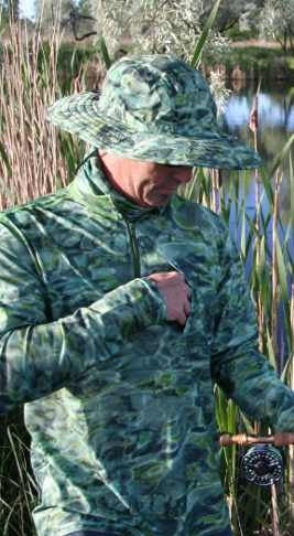 Men's 1/4 Zip Long Sleeve Camouflage Fishing Shirt with UPF Protection - Aqua Camo Design for Outdoor Activities, Hiking & Fishing Gear