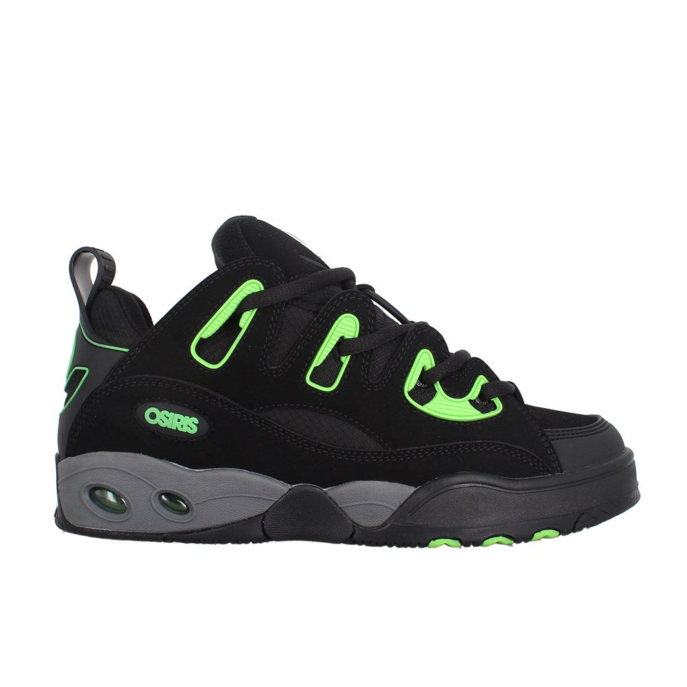 Osiris D3 E Skate Shoes for Men - Black/Charcoal/Green | High-Performance Sneakers for Skateboarding, Streetwear & Casual Wear