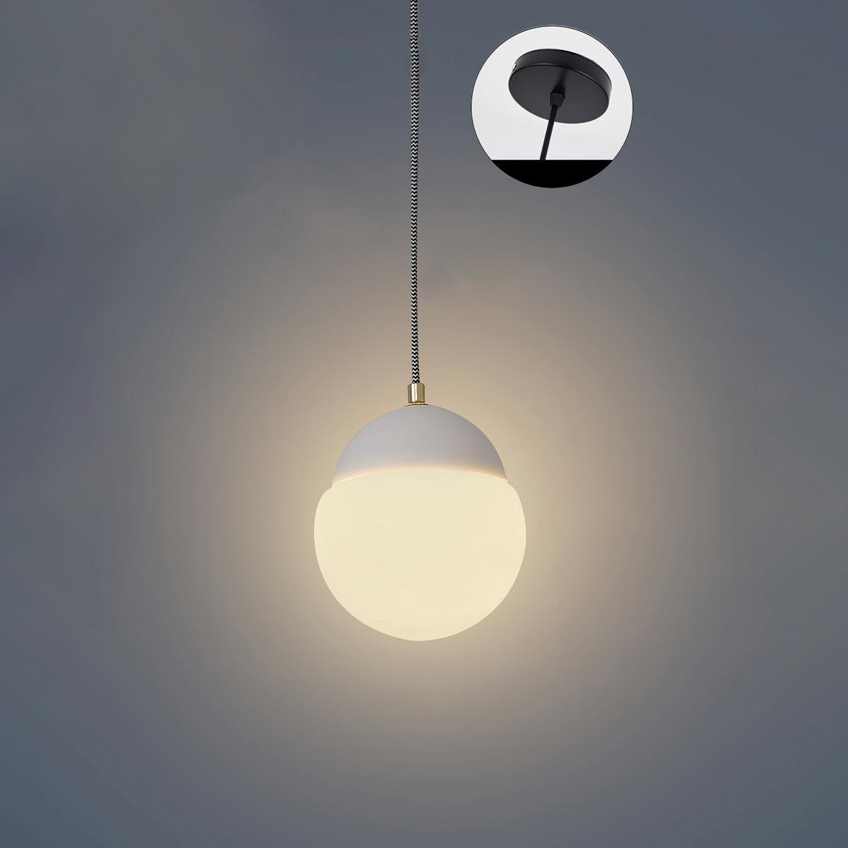 Modern Cement Eclipse Pendant Light - Industrial Style Hanging Lamp for Kitchen Island, Dining Room & Bedroom Lighting - Dimmable Edison Bulb Compatible