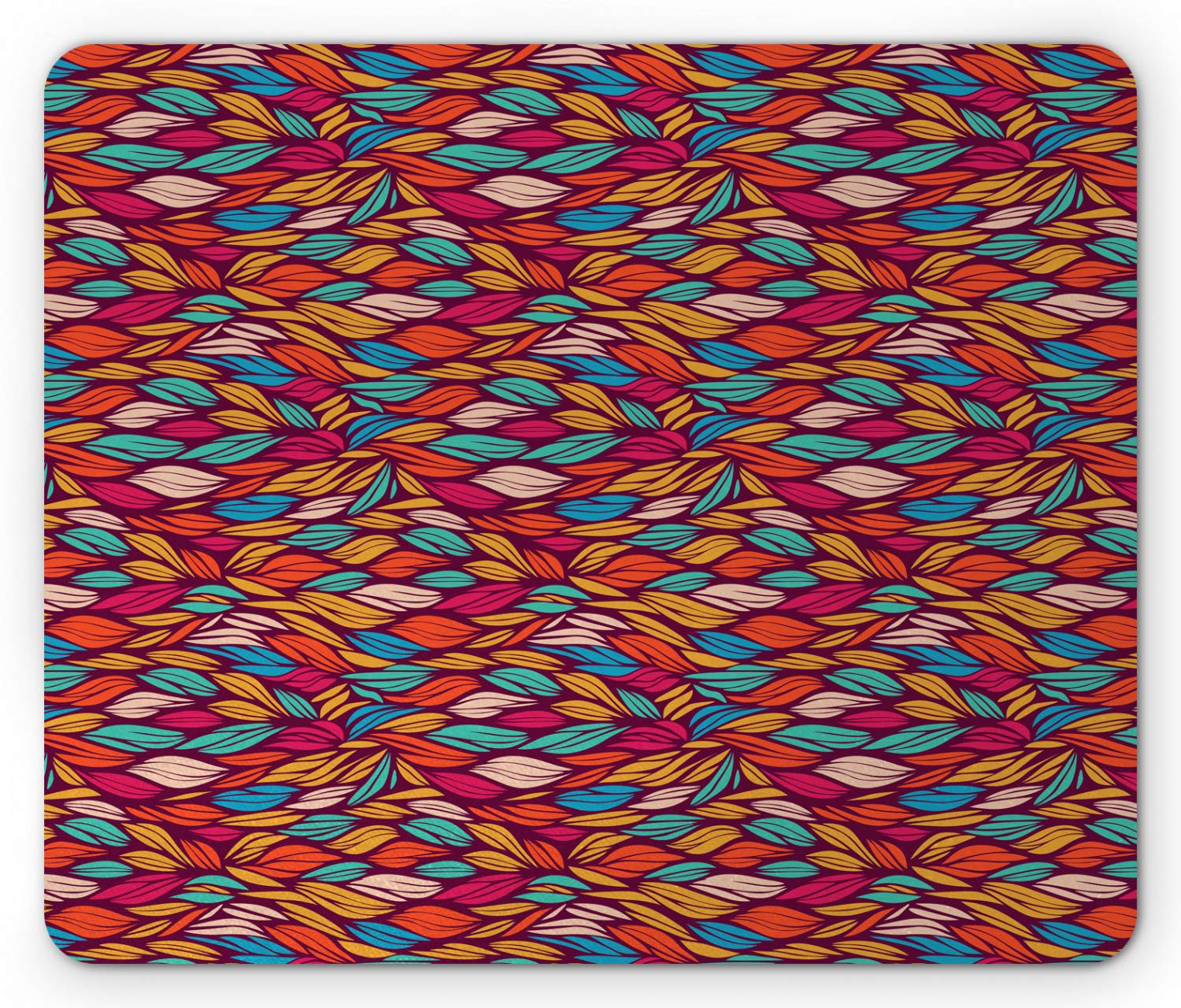 Ambesonne Colorful Mouse Pad - Abstract Funky Art Wave Design in Warm Striped Colors, Non-Slip Rubber Base, Standard Size Rectangle Mousepad for Office & Gaming (Multicolor)