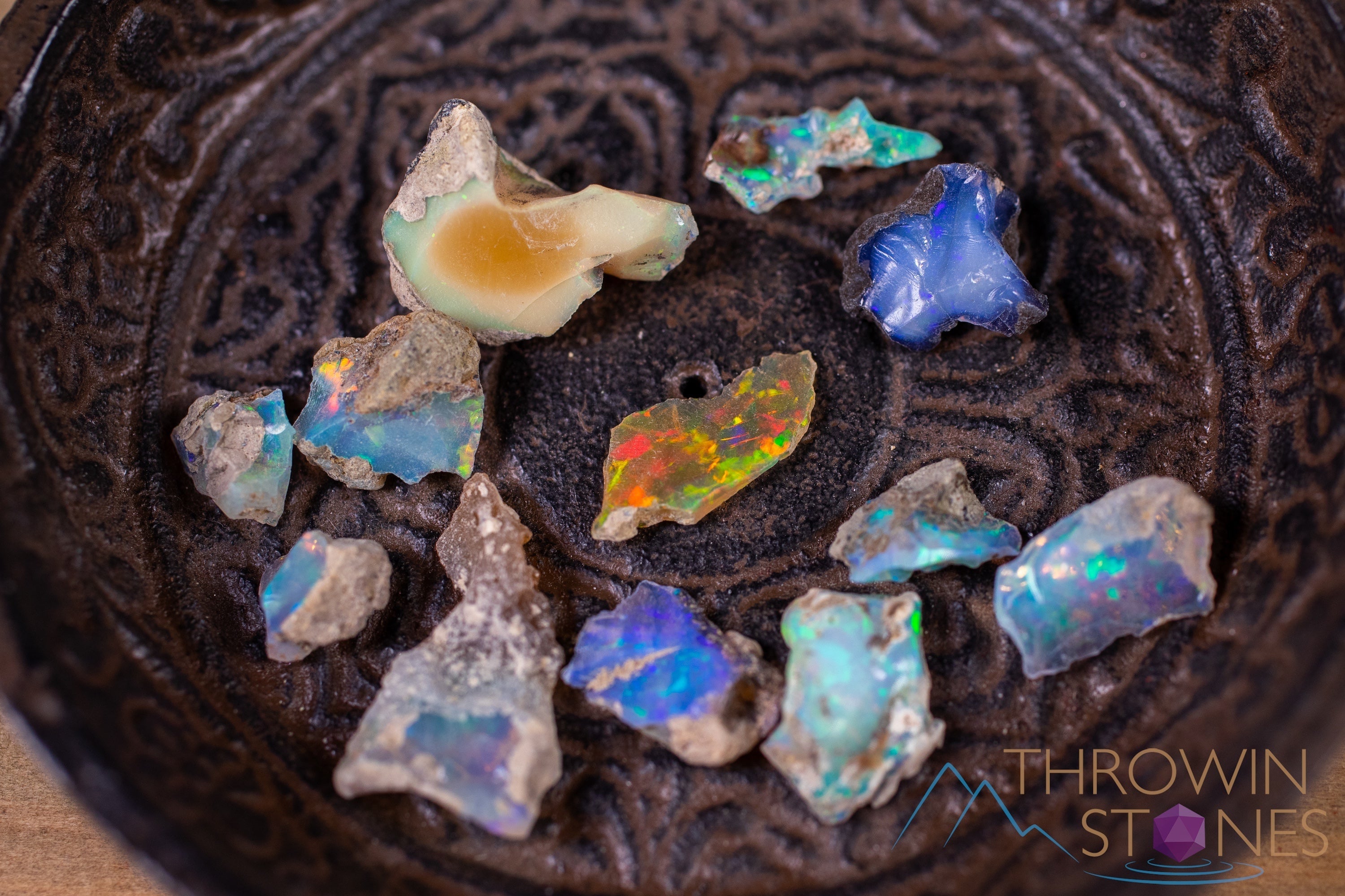 Natural Raw Opal Crystals - A Grade Small Bulk Rough Welo Opal Lot (E0088) for Jewelry Making, Crystal Healing & Mineral Collection