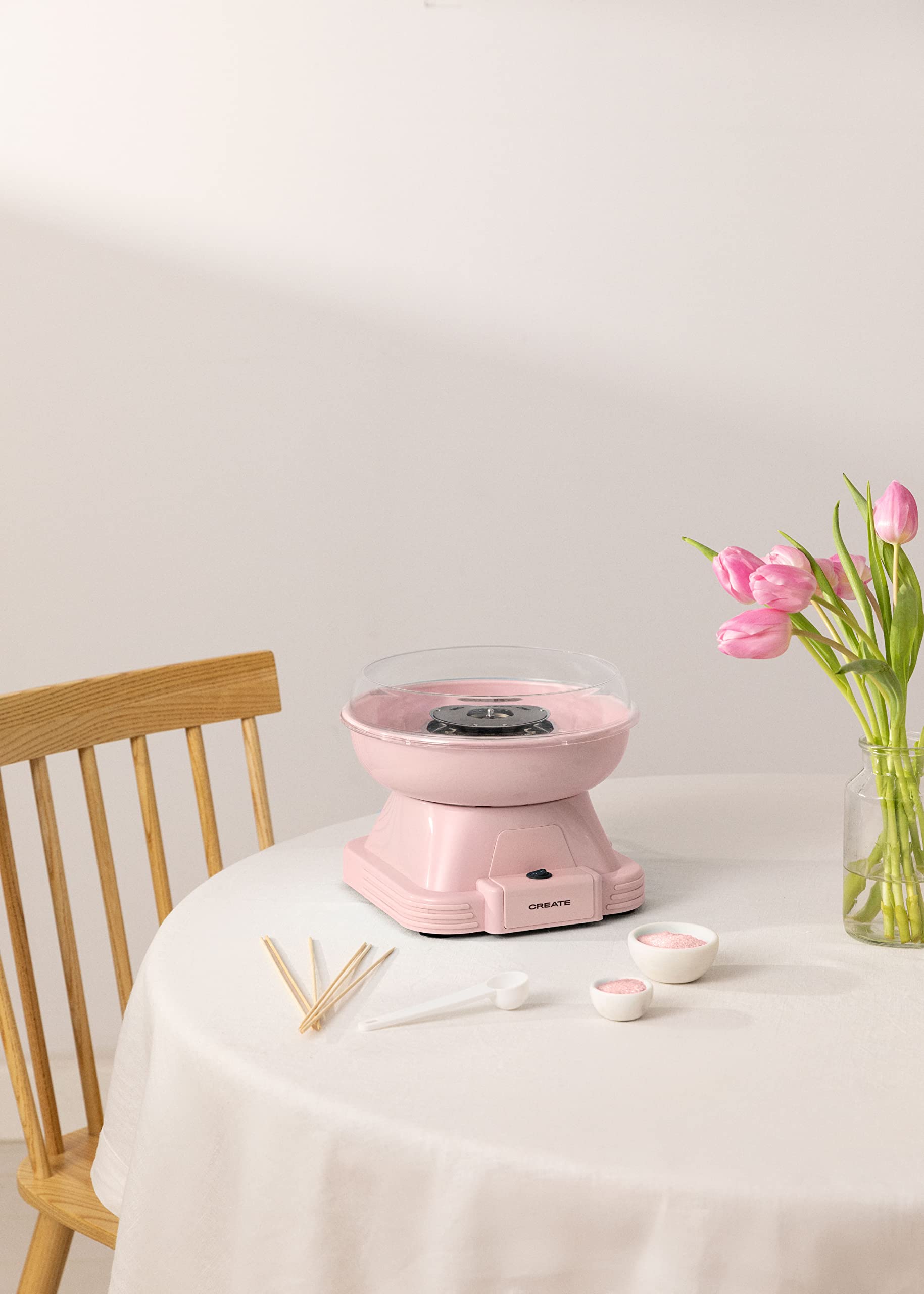 500W Cotton Candy Maker Machine - Pink Rose Commercial Candy Floss Maker for Parties, Events & Home Use