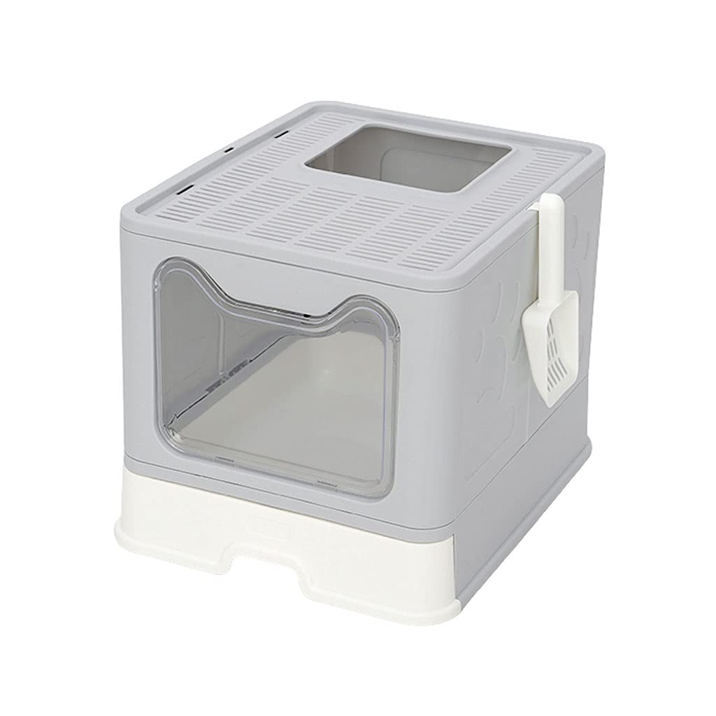 Foldable Top Entry Enclosed Cat Litter Box - Large Splash Proof & Odor Control Cat Toilet with Drawer | Perfect for Small Spaces & Multi-Cat Homes | (Color: A)
