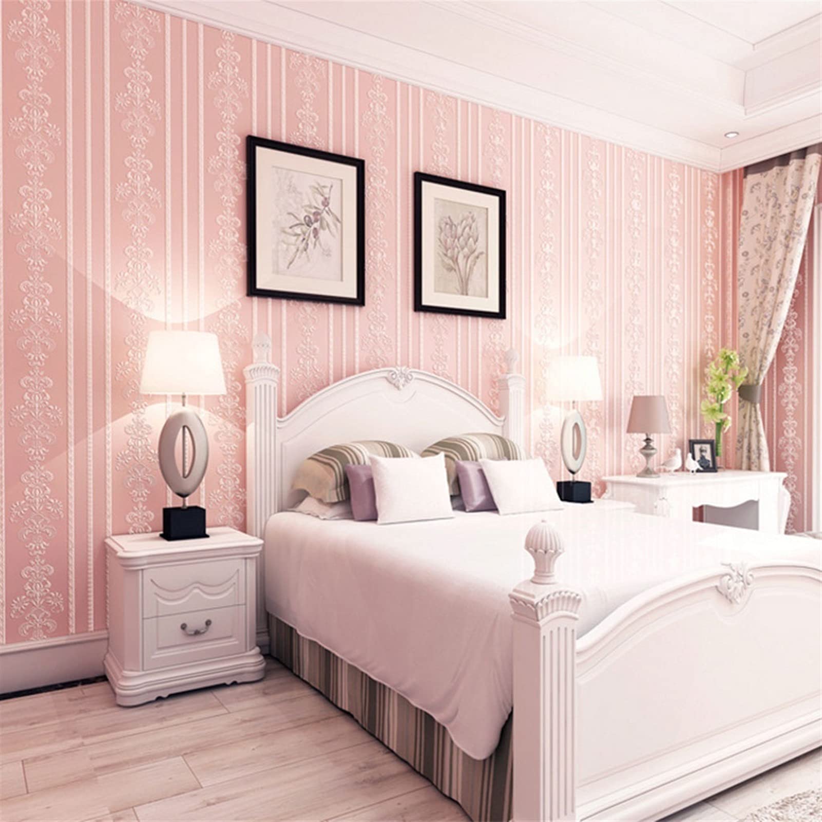 Non-Woven Thickened 3D Vertical Stripes Wallpaper - Pink Home Decor for Bedroom, Living Room & TV Backdrop | Perfect for Wedding Rooms, Sofa Walls & Modern Interior Design