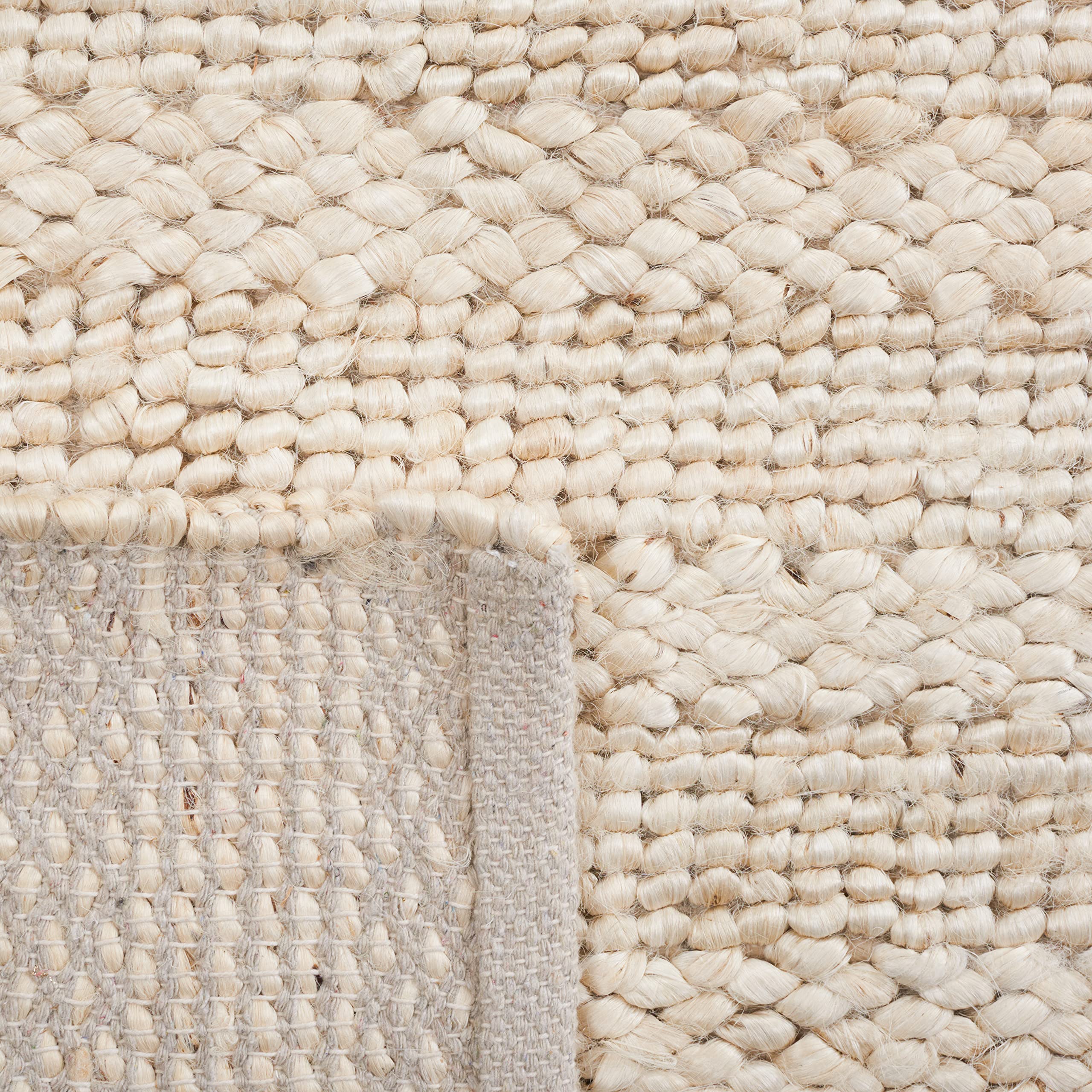 SAFAVIEH Natural Fiber Collection 5' Square Bleach NF212D Handmade Braided Woven Jute Area Rug for Living Room, Dining Room & Bedroom | Eco-Friendly Floor Decor for Cozy Home Interiors