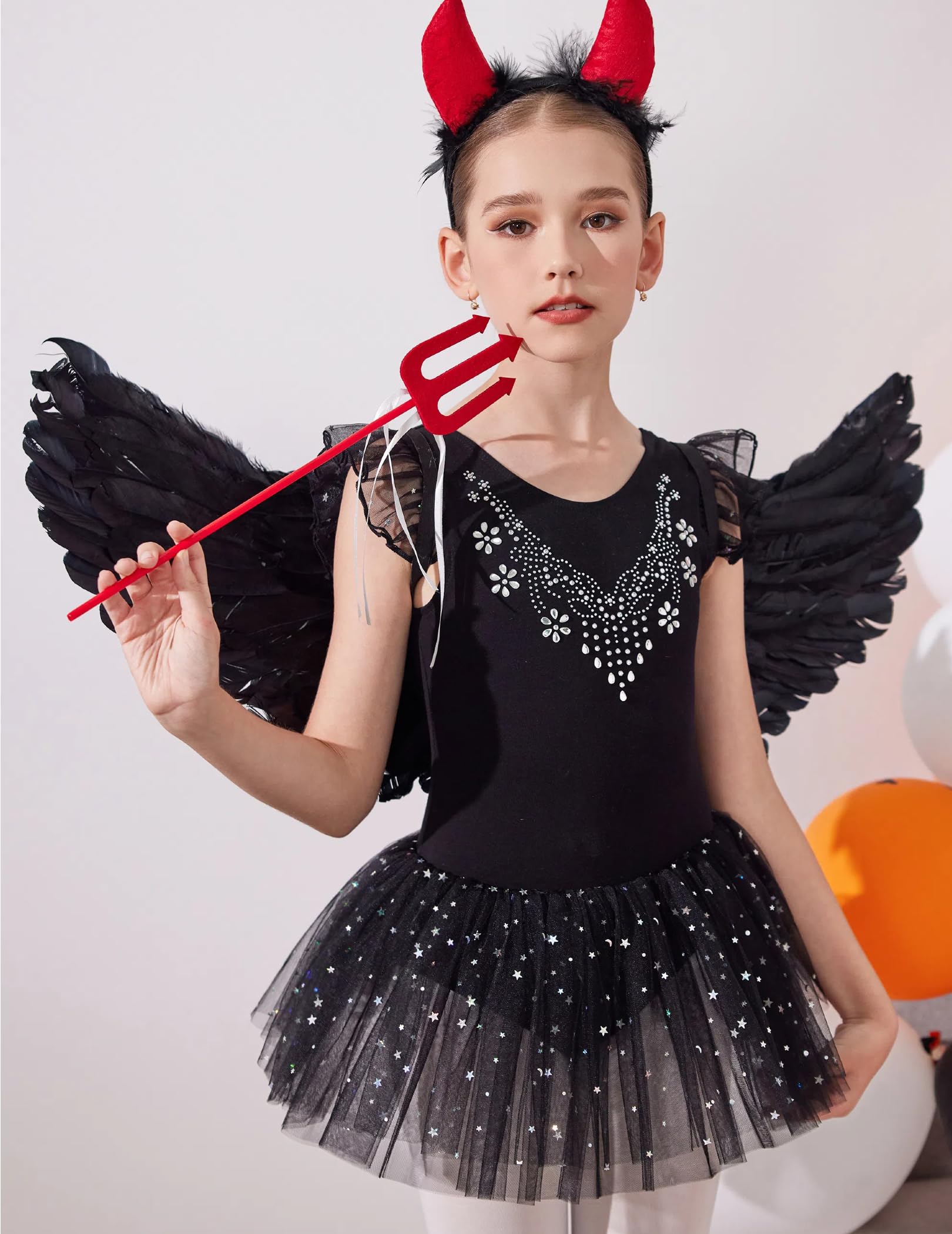 Zaclotre Girls Ballet Leotard with Ruffle Sleeves & Shiny Tutu Skirt - Dance Costume for Ballet, Recital, Performance - Perfect for Ballet Class, Competition, Dance Practice