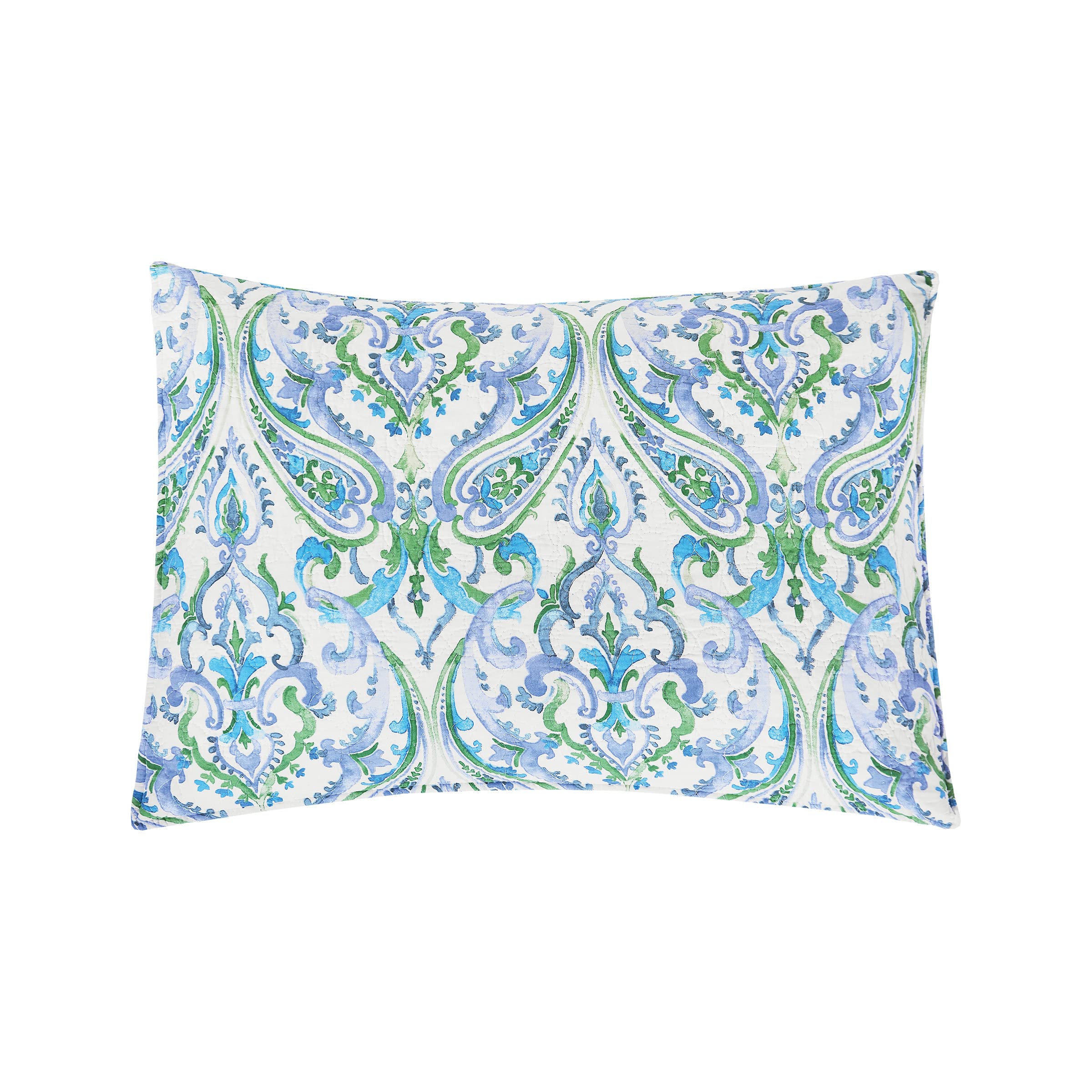 C&F Home Juliet Twin 2-Piece Reversible Coverlet Quilt Set - Blue Green White Paisley Pattern & Blue White Trellis Design - Includes 1 Standard Sham | Perfect for Kids' Rooms, Guest Bedrooms & Dorm Decor