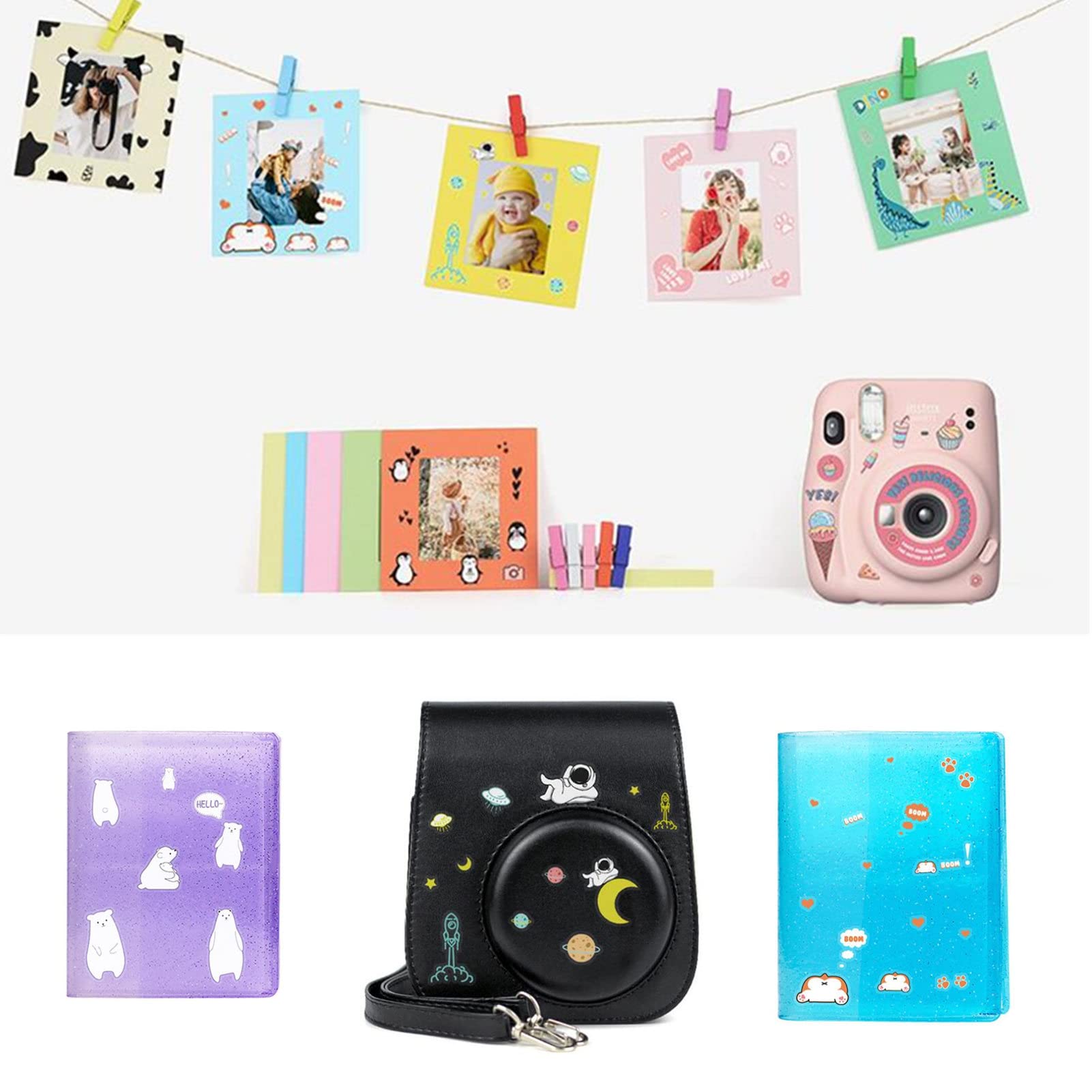 Fujifilm Instax Mini 11 Stickers Set - 5 Sheets with Cute Dessert & Animal Designs for Instant Camera, Photo Frames & Albums | Perfect for Scrapbooking, Journaling & DIY Photo Decor