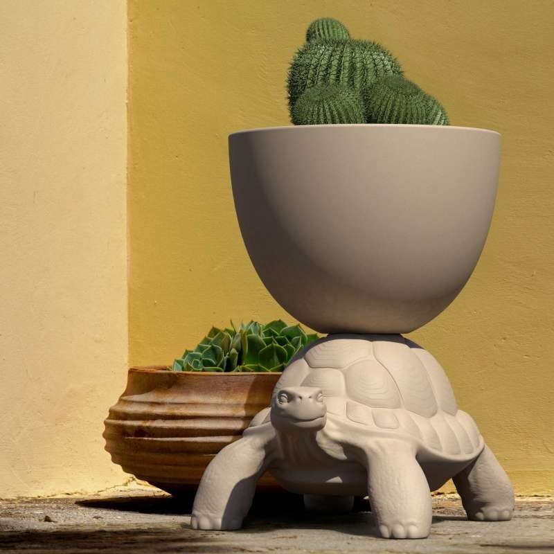 Qeeboo Turtle-Shaped Planter & Champagne Cooler - Unique Home Decor & Party Accessory for Indoor/Outdoor Use