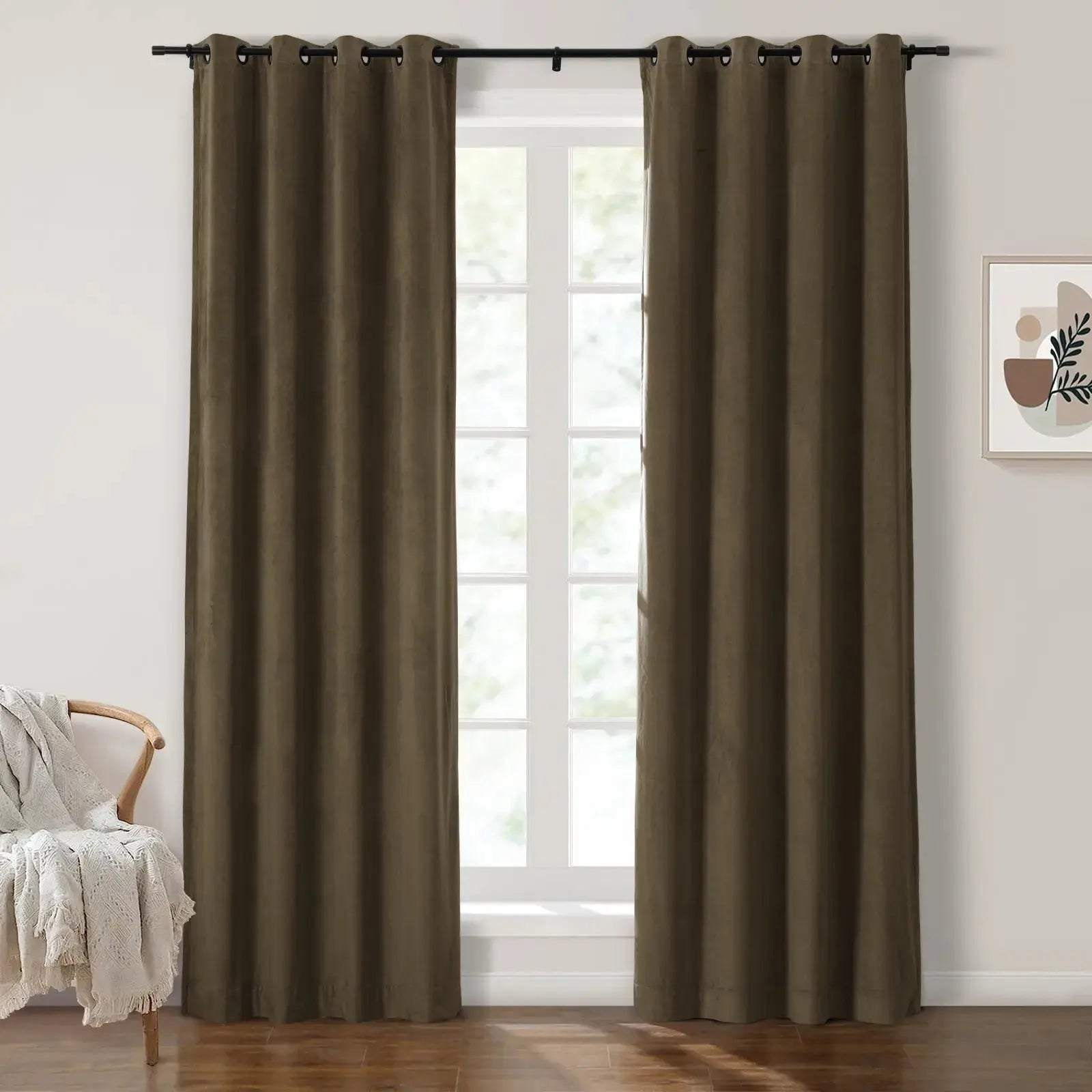 Luxury Velvet Grommet Curtains for Living Room & Bedroom - Blackout Thermal Insulated Drapes - Birkin Style Elegant Window Treatments for Home Decor