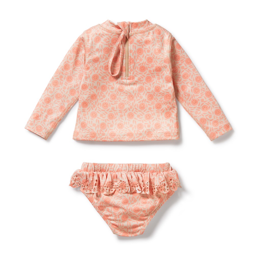 Amelie Floral Cutwork Rash Guard Swim Set for Women - UPF 50+ Sun Protection, Stylish Beachwear for Swimming, Surfing & Summer Vacations