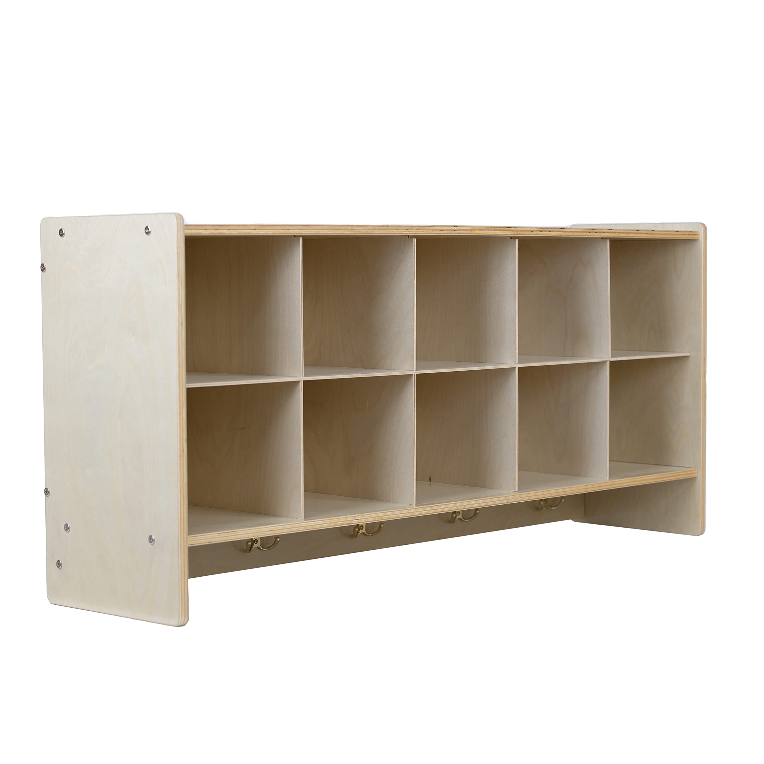 10-Cubby Storage Organizer with Coat Hooks - 47