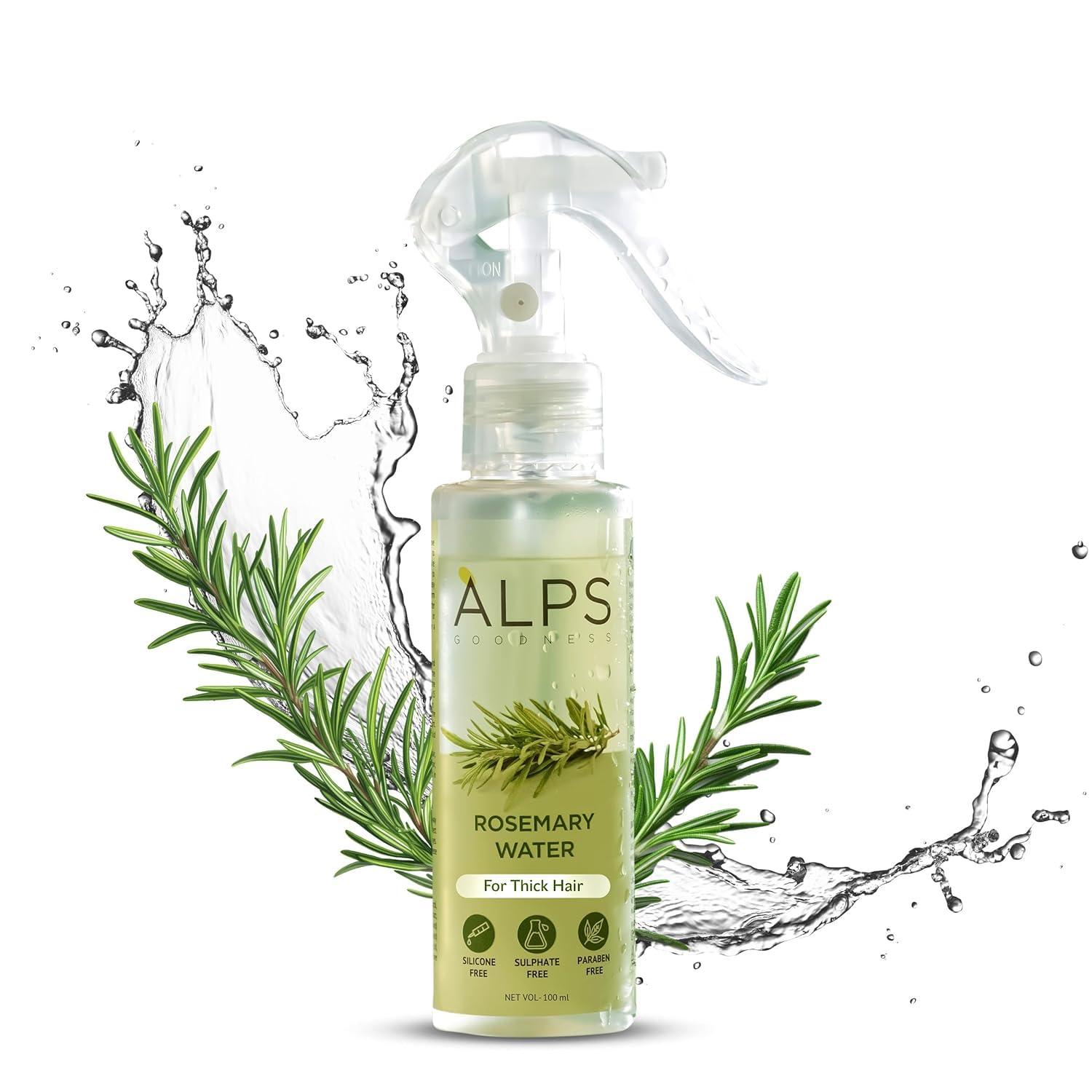 Alps Goodness Rosemary Water Spray for Hair Growth & Regrowth (100ml) | Natural Hair Mist for Shine, Reduced Hair Fall & Stronger Hair | Suitable for All Hair Types | Perfect for Daily Hair Care, Scalp Treatment & Styling Boost