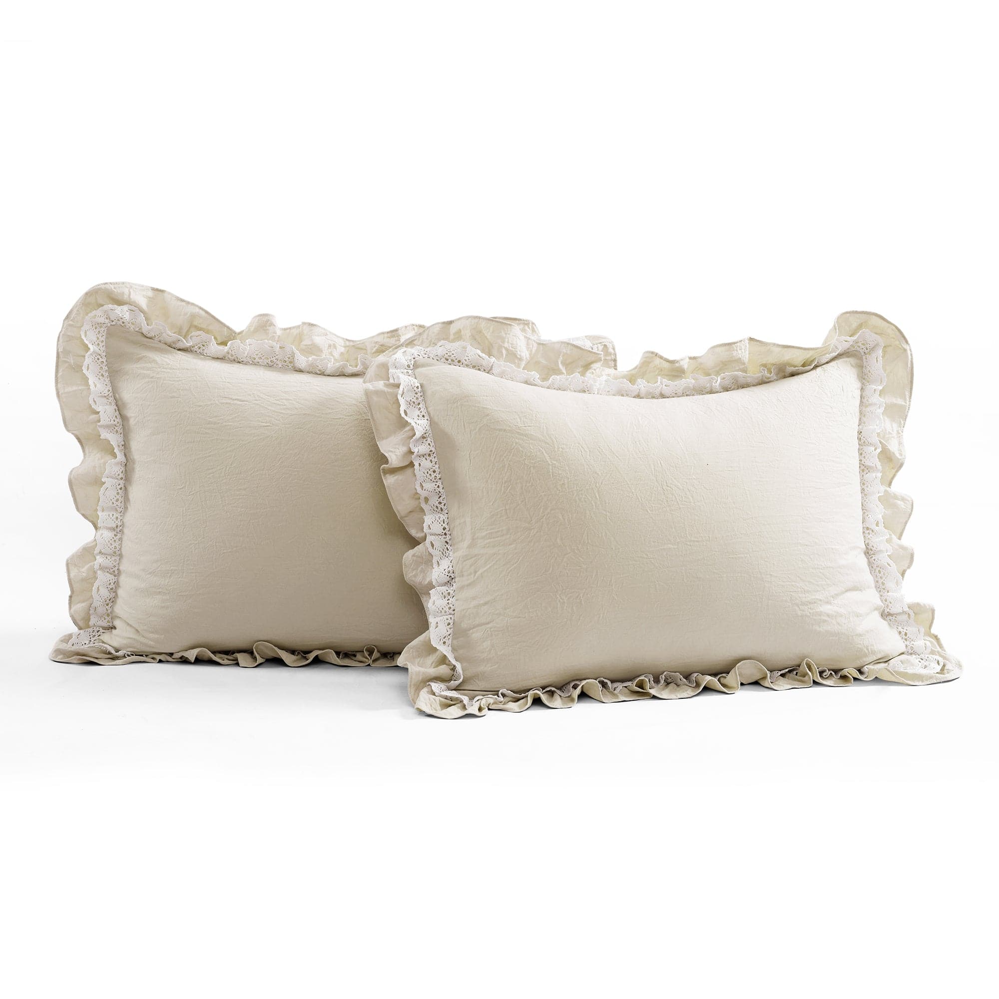 Ella Ruffle Lace 3-Piece Comforter Set - Queen Size Bedding with Pillow Shams - Elegant Lace Trim Luxury Bed Set for Master Bedroom, Guest Room & Hotel Decor