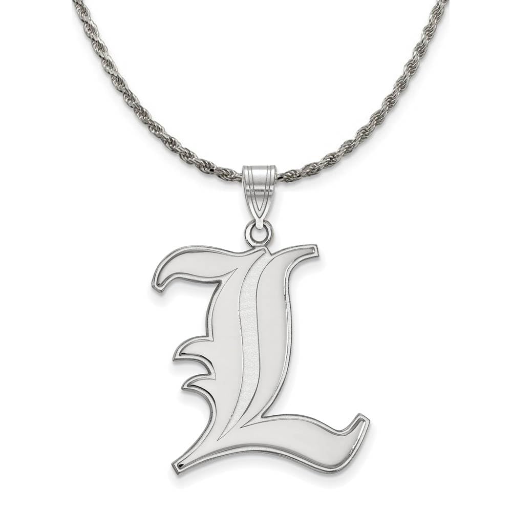 Sterling Silver Louisville 'L' Pendant Necklace for Gifts & Sports Fans