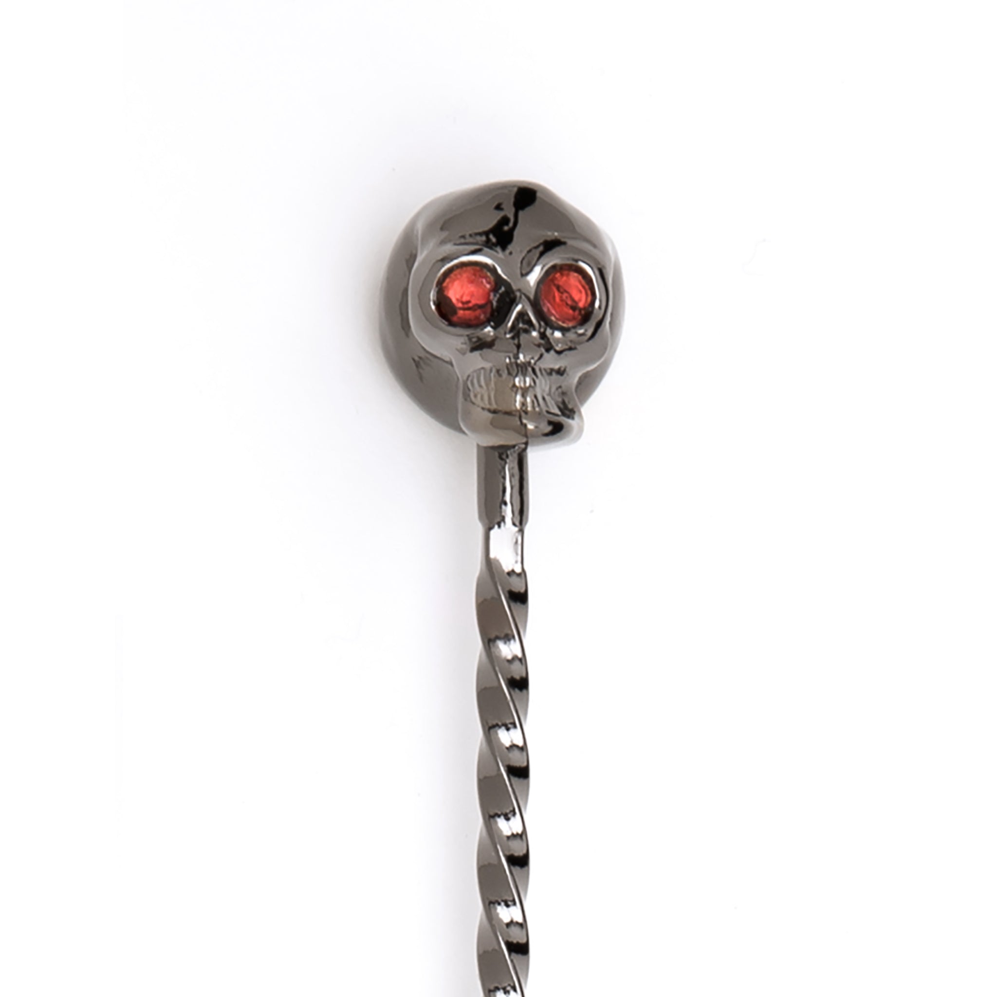 Skull Bar Spoon - Gunmetal Black - 33cm Stainless Steel Cocktail Mixing Tool for Bartenders & Home Bars