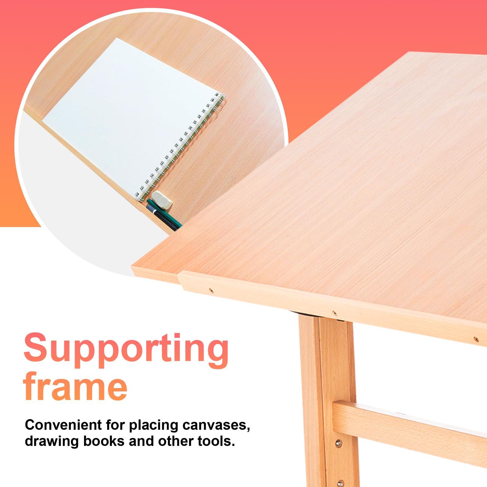 Adjustable Wooden Drafting Table & Stool Set - 23.5