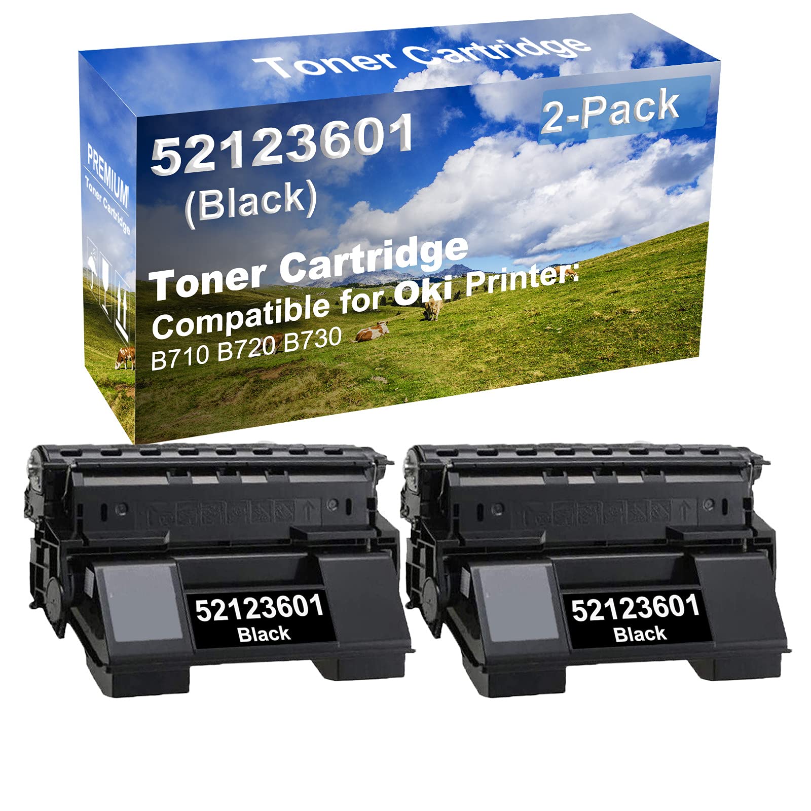 2-Pack High Capacity B710 B720 B730 Compatible Toner Cartridge Replacement for 52123601 Printer (Black) | Perfect for Office & Home Printing Needs